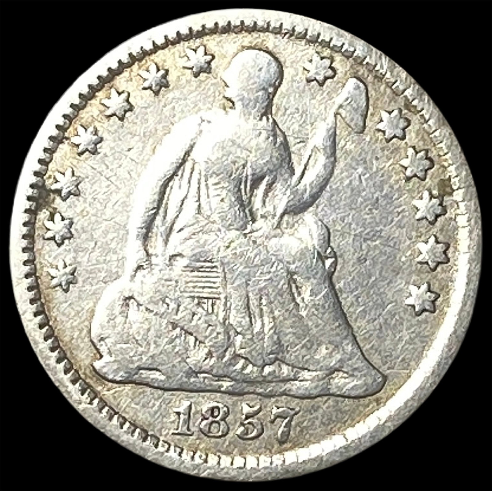 1857 Silver Half Dime ABOUT UNCIRCULATED: 1857 Silver Half Dime ABOUT UNCIRCULATED