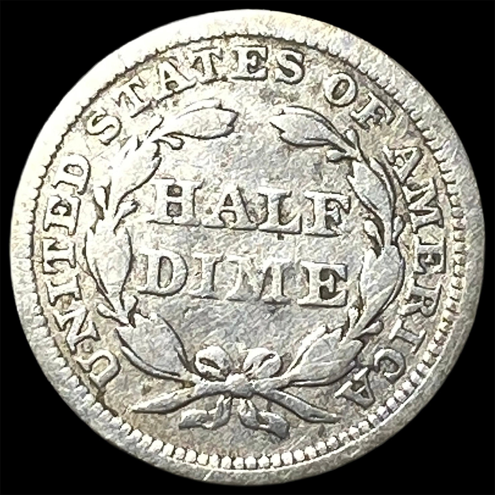 1857 Silver Seated Liberty Half Dime ABOUT UNCIRCULATED - 2