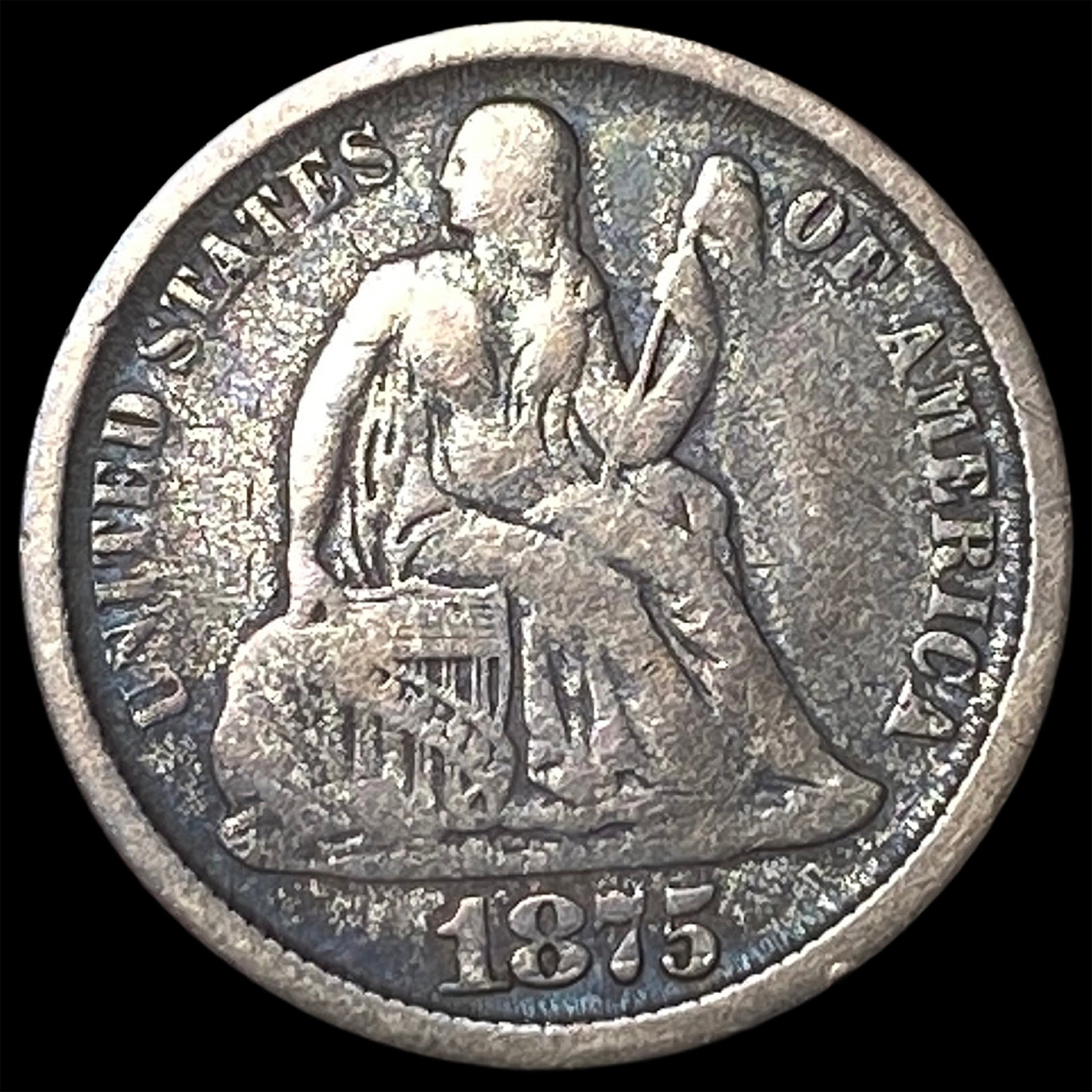 1875-CC Silver Seated Liberty Dime LIGHTLY CIRCULATED: 1875-CC Silver Seated Liberty Dime LIGHTLY CIRCULATED