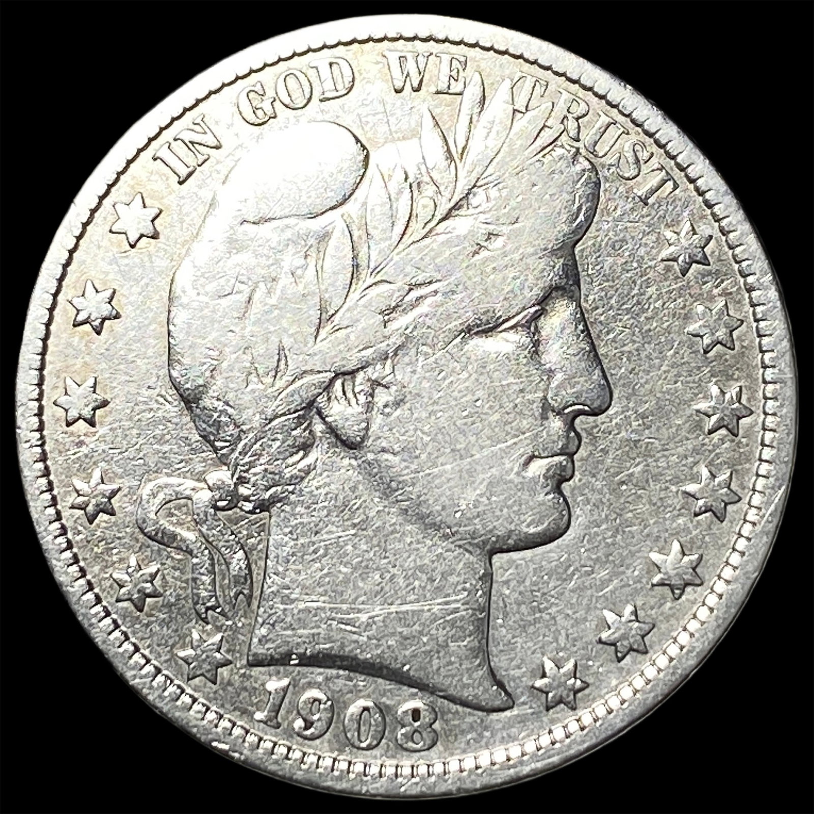 1908-D Silver Barber Half Dollar LIGHTLY CIRCULATED: 1908-D Silver Barber Half Dollar LIGHTLY CIRCULATED