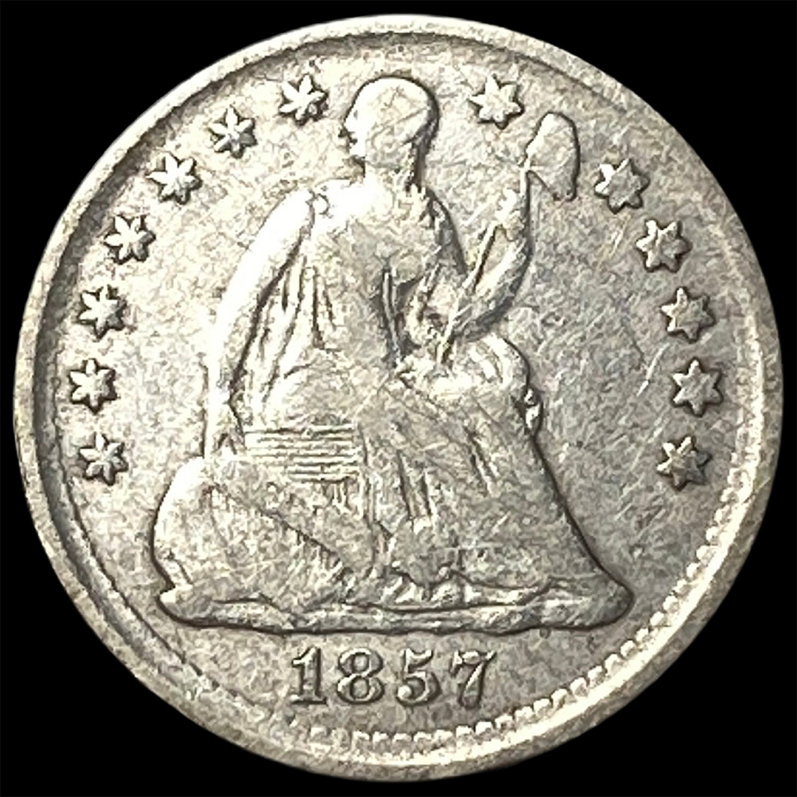 1857 Silver Half Dime NICELY CIRCULATED: 1857 Silver Half Dime NICELY CIRCULATED