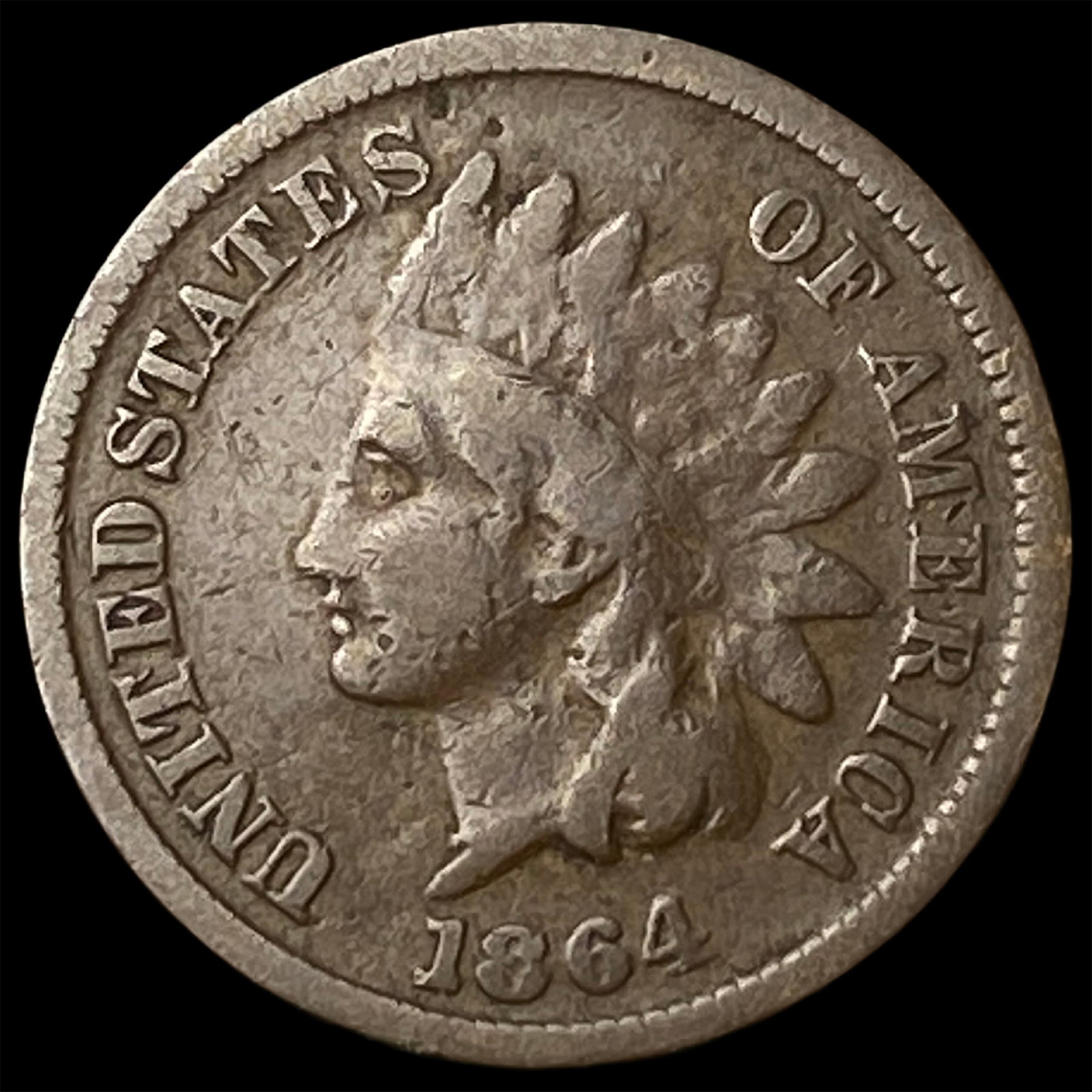 1864 Indian Head Cent (Copper-Nickel) LIGHTLY CIRCULATED: 1864 Indian Head Cent (Copper-Nickel) LIGHTLY CIRCULATED