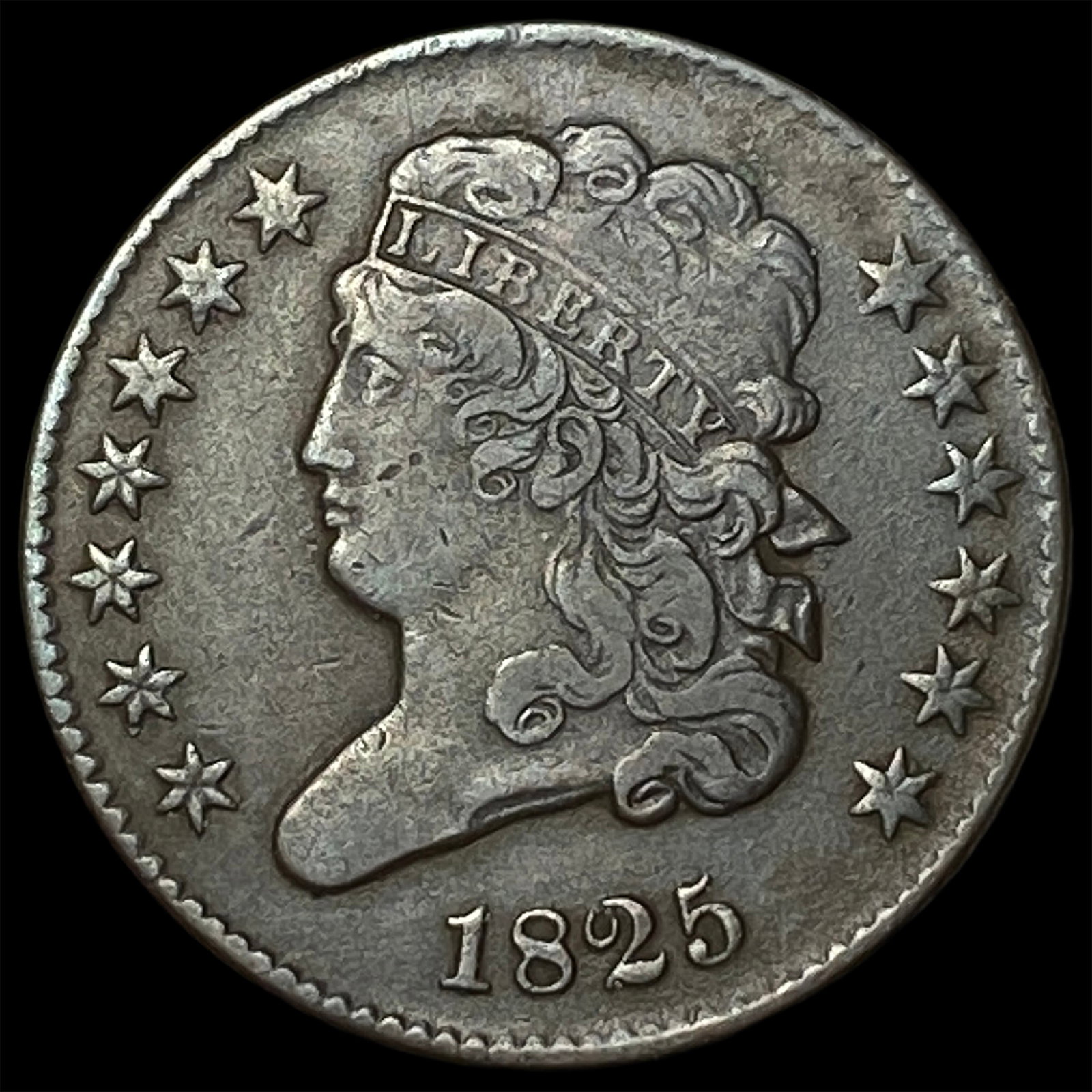 1825 Copper Half Cent NEARLY UNCIRCULATED: 1825 Copper Half Cent NEARLY UNCIRCULATED