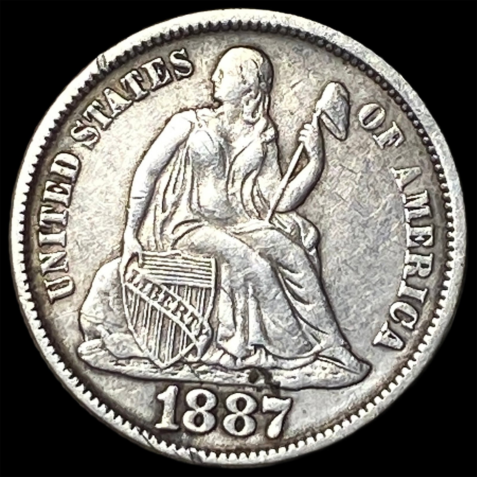 1887 Seated Liberty Dime NEARLY UNCIRCULATED: 1887 Seated Liberty Dime NEARLY UNCIRCULATED