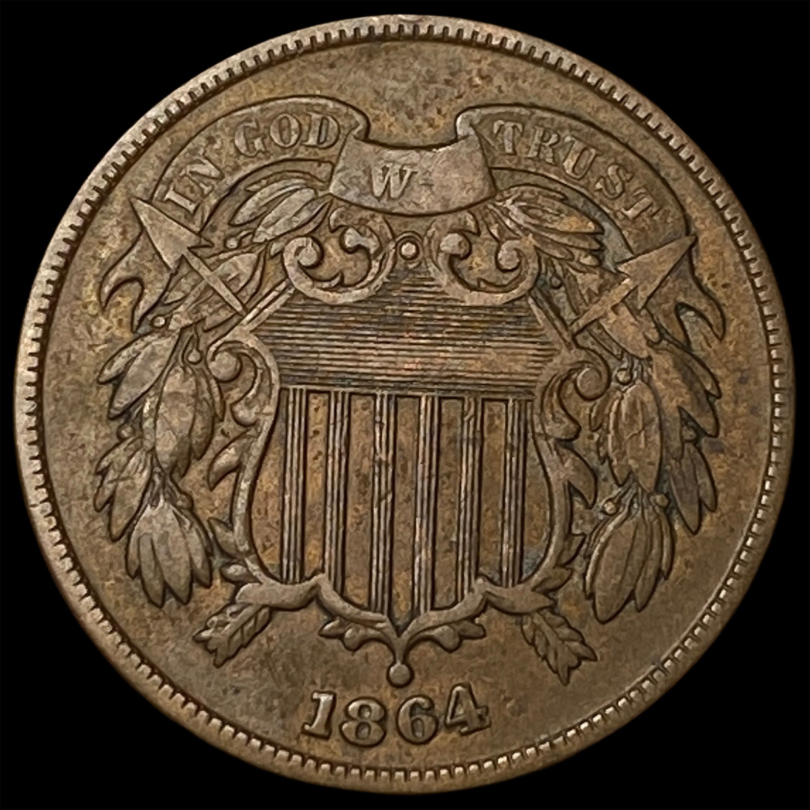 1864 Copper 2 Cents LIGHTLY CIRCULATED: 1864 Copper 2 Cents LIGHTLY CIRCULATED