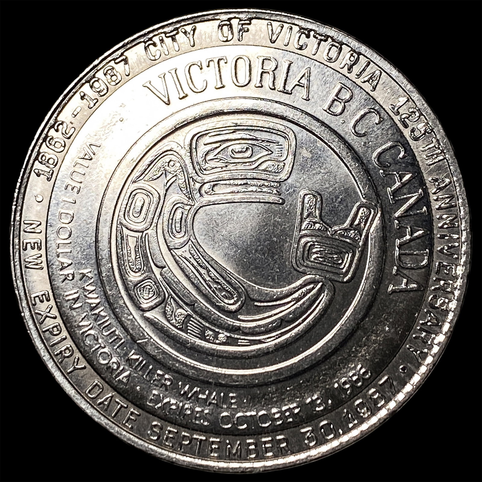 1987 Victoria BC 125th Anniversary Trade Dollar: 1987 Victoria BC 125th Anniversary Trade Dollar