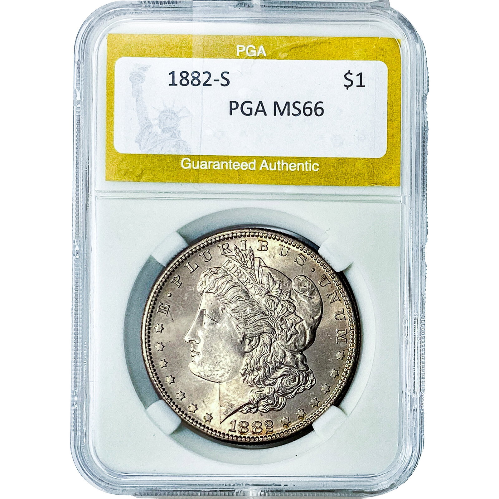 1882-S Morgan Silver Dollar PGA MS66: 1882-S Morgan Silver Dollar PGA MS66