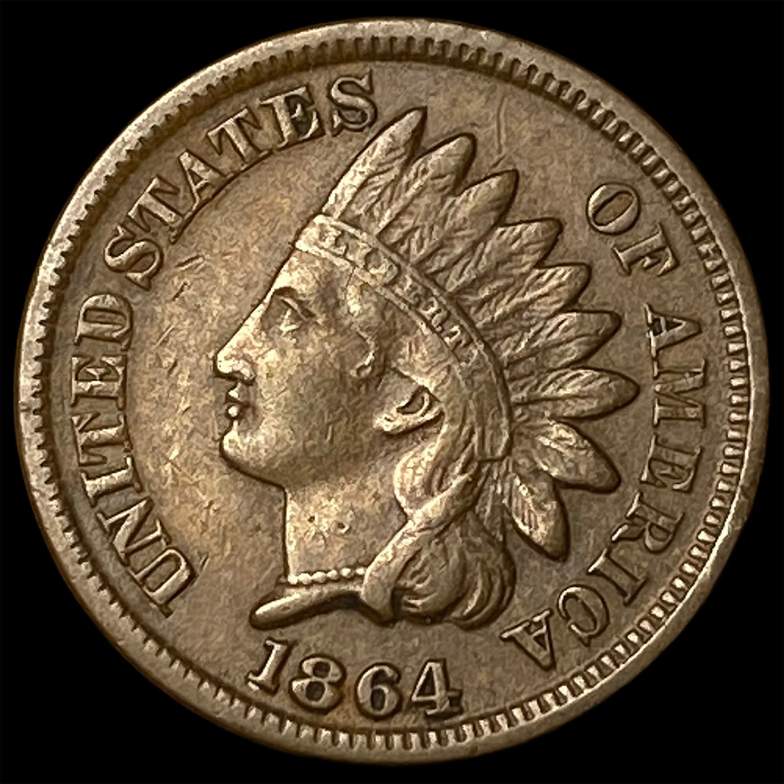 1864 Bronze Indian Head Cent CLOSELY UNCIRCULATED: 1864 Bronze Indian Head Cent CLOSELY UNCIRCULATED