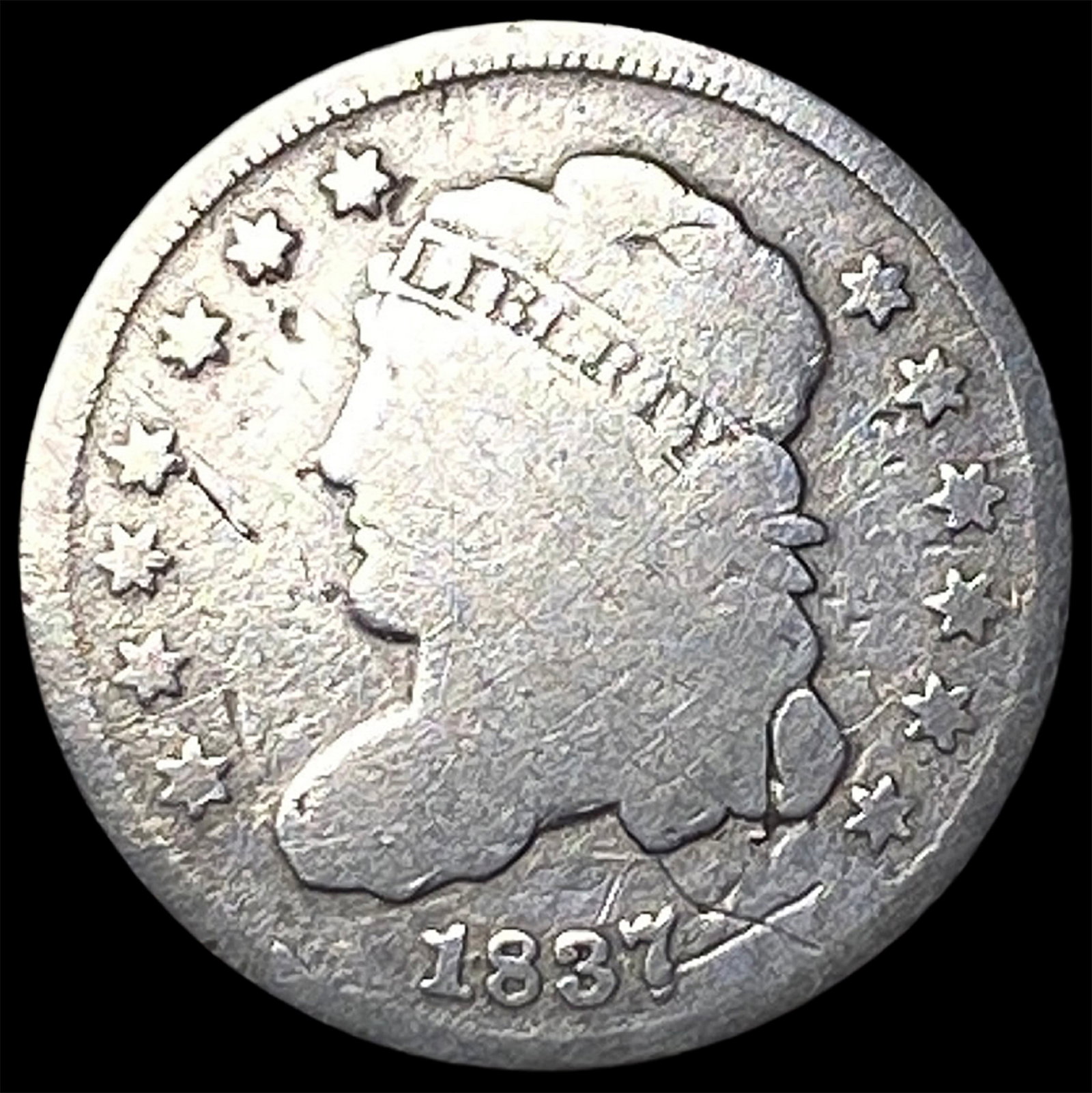 1837 Capped Bust Half Dime NICELY CIRCULATED: 1837 Capped Bust Half Dime NICELY CIRCULATED