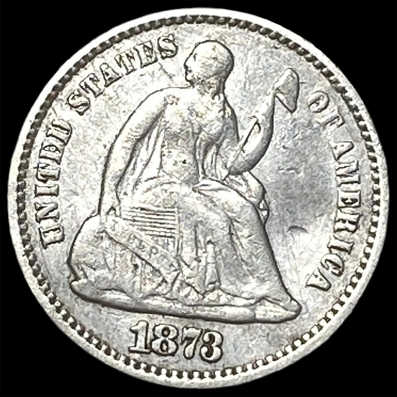 1873 Silver Half Dime LIGHTLY CIRCULATED: 1873 Silver Half Dime LIGHTLY CIRCULATED