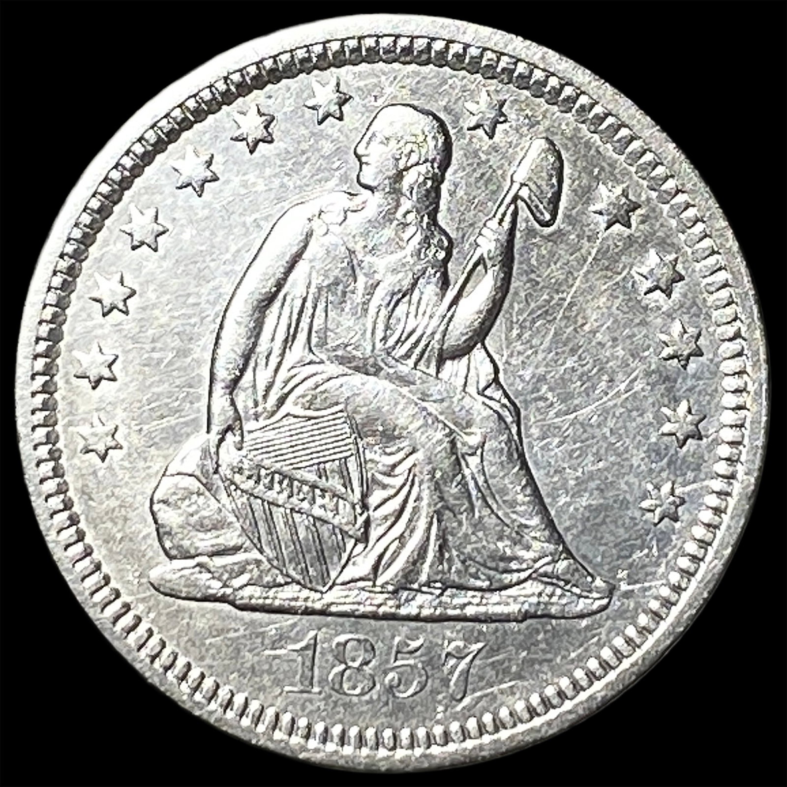 1857 Silver Seated Liberty Quarter UNCIRCULATED: 1857 Silver Seated Liberty Quarter UNCIRCULATED