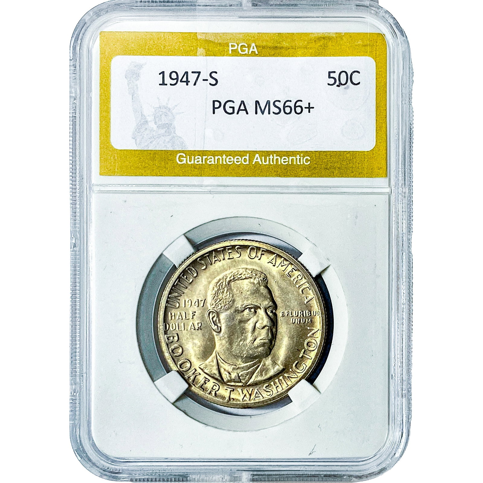 1947-S Booker T Half Dollar PGA MS66+: 1947-S Booker T Half Dollar PGA MS66+