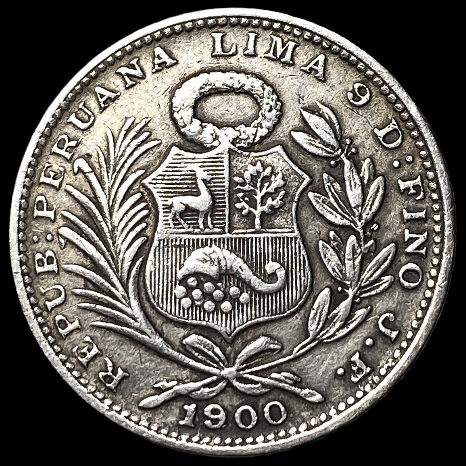 1900JF Peru Silver 1/5 Sol - 2