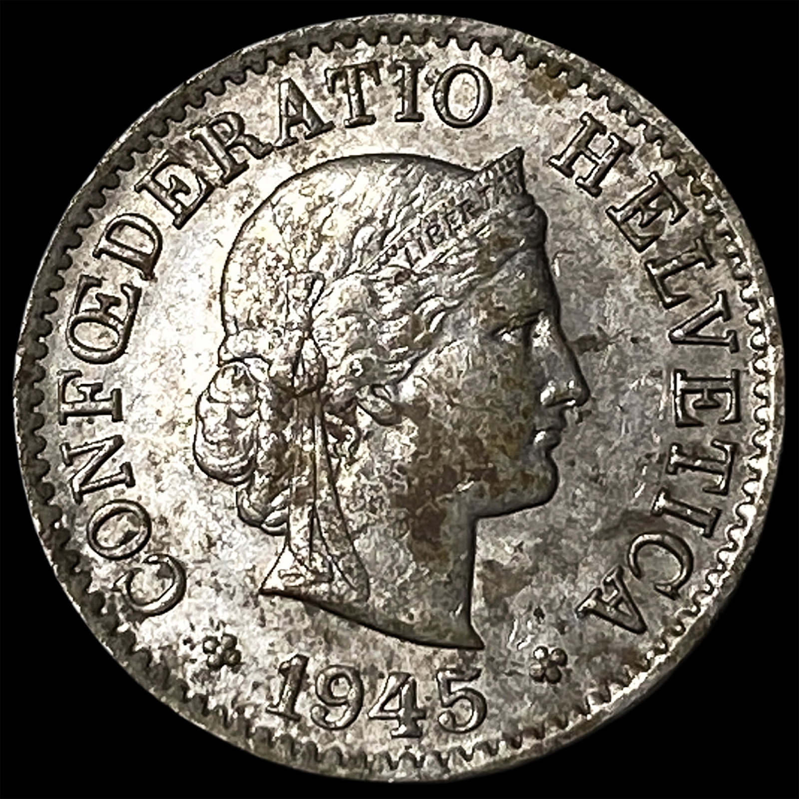 1945 Switzerland Copper Nickel 5 Rappen: 1945 Switzerland Copper Nickel 5 Rappen