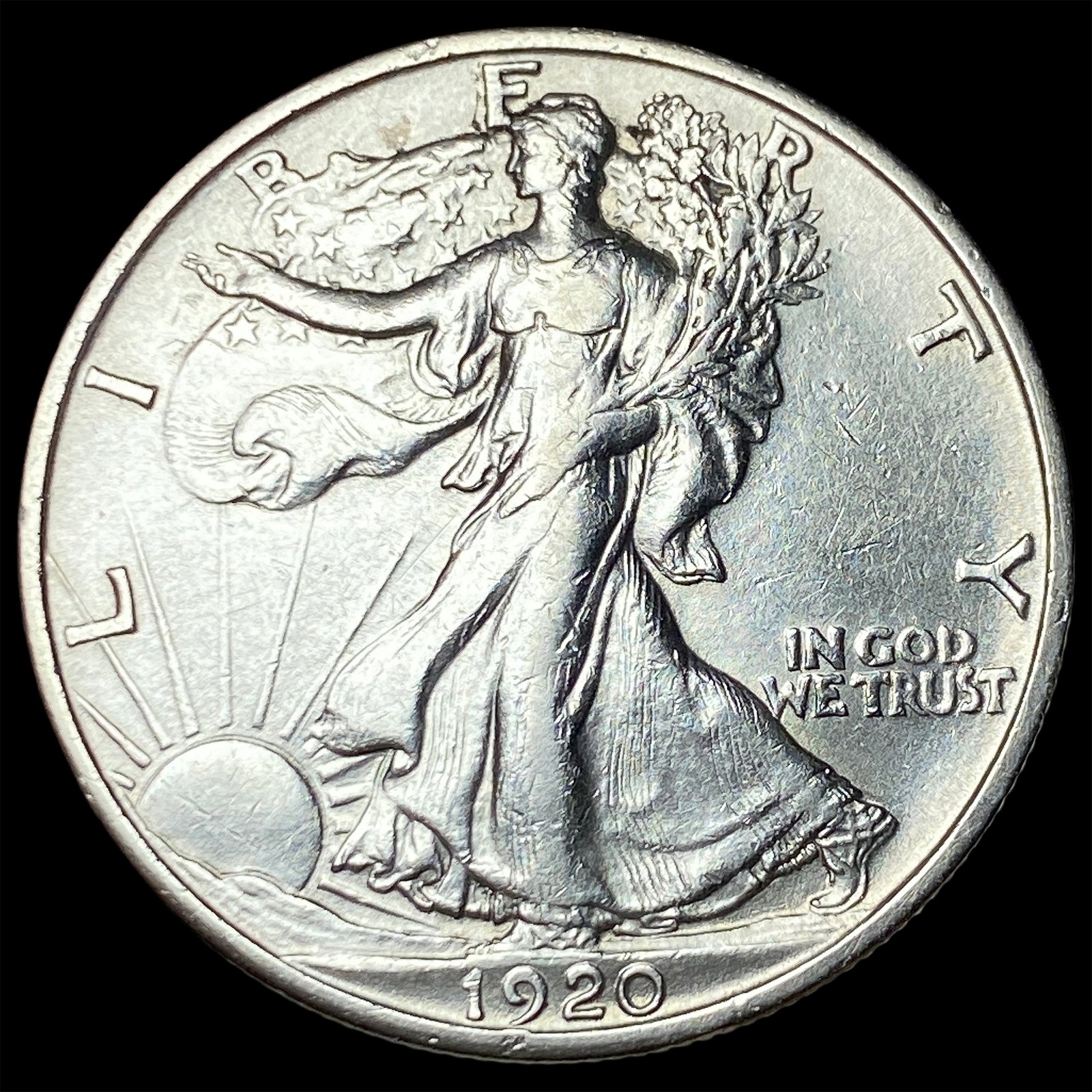 1920-D Silver Walking Liberty Half Dollar CHOICE AU: 1920-D Silver Walking Liberty Half Dollar CHOICE AU