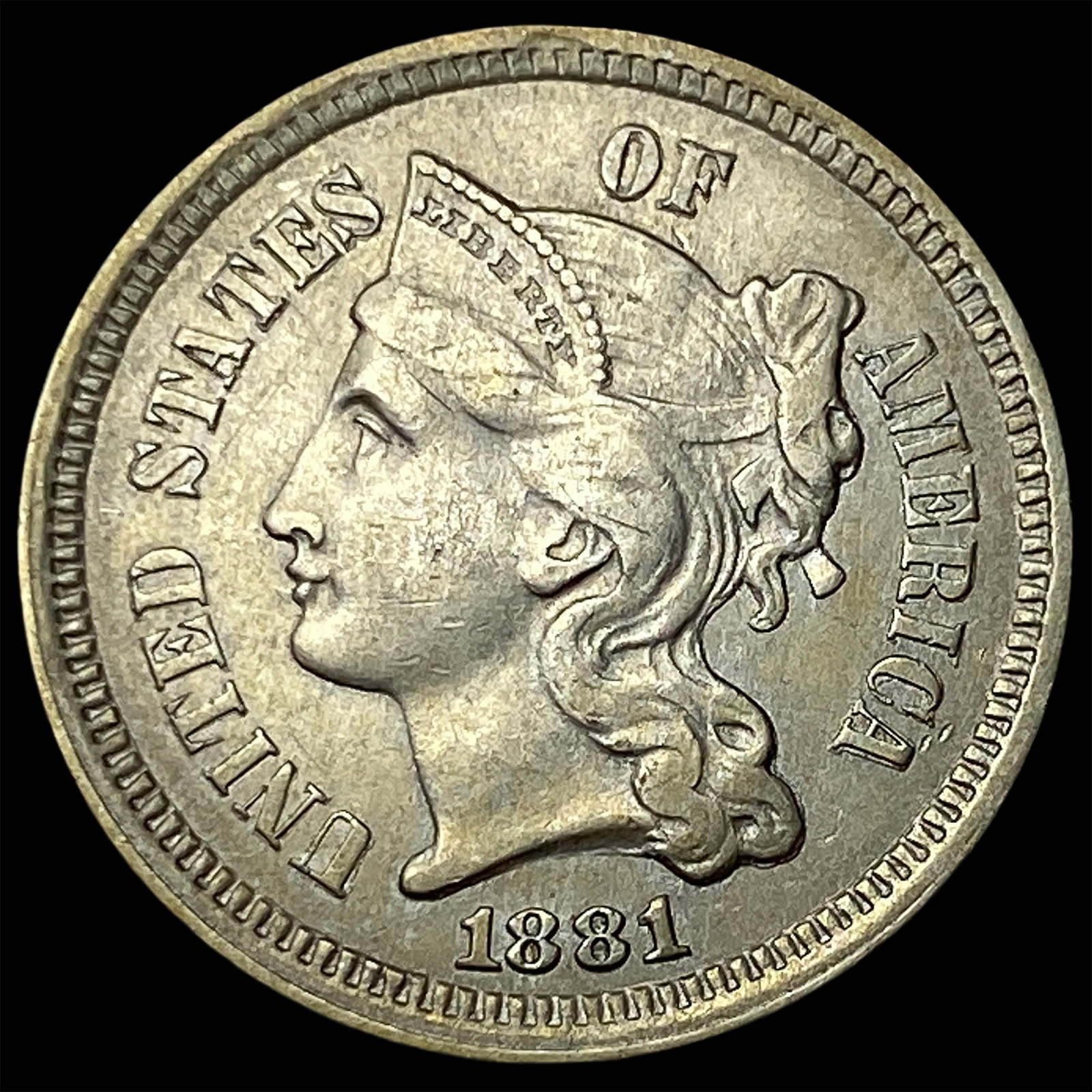 1881 Nickel Three-Cent Piece CHOICE BU (1 of 2)
