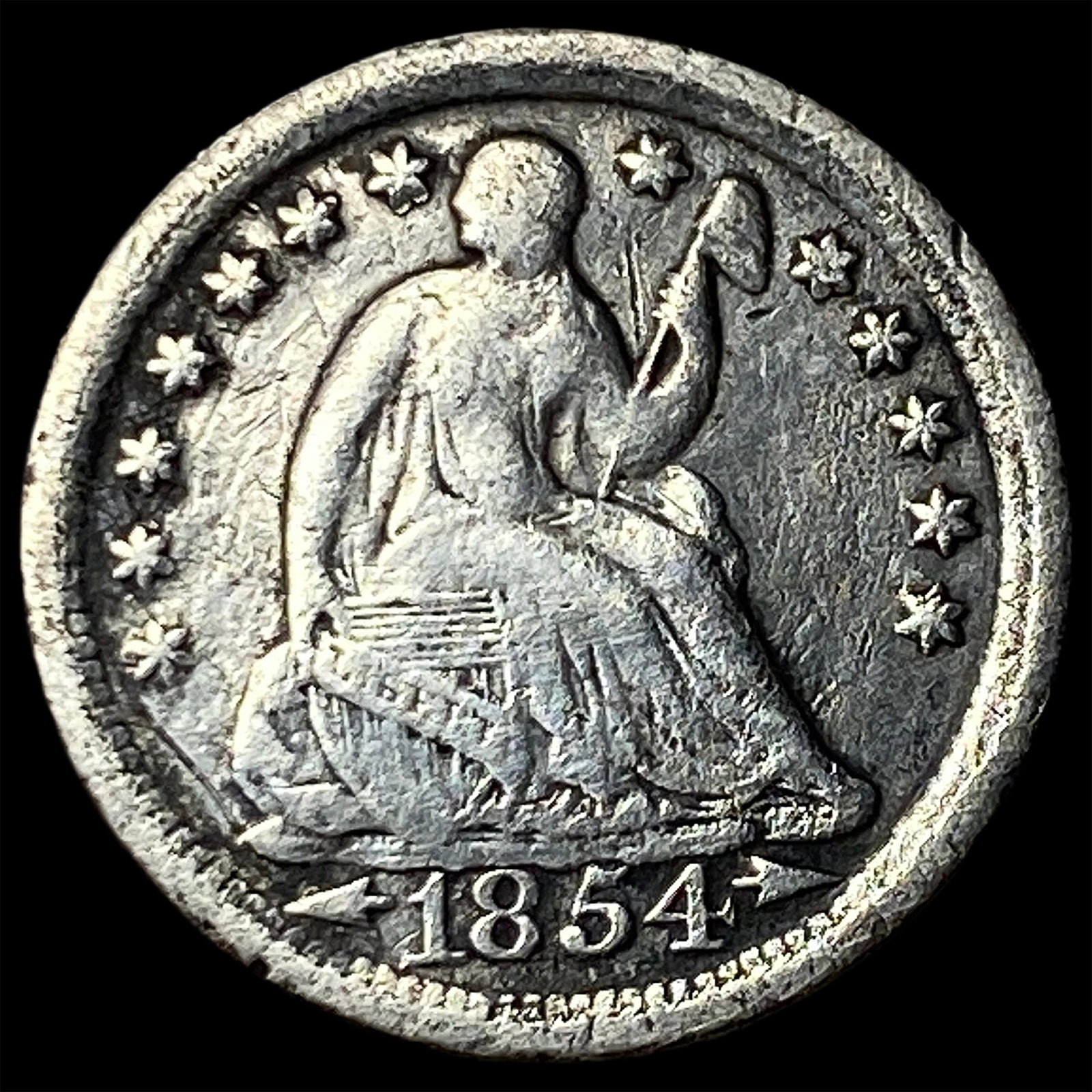 1854-O Silver Half Dime LIGHTLY CIRCULATED: 1854-O Silver Half Dime LIGHTLY CIRCULATED