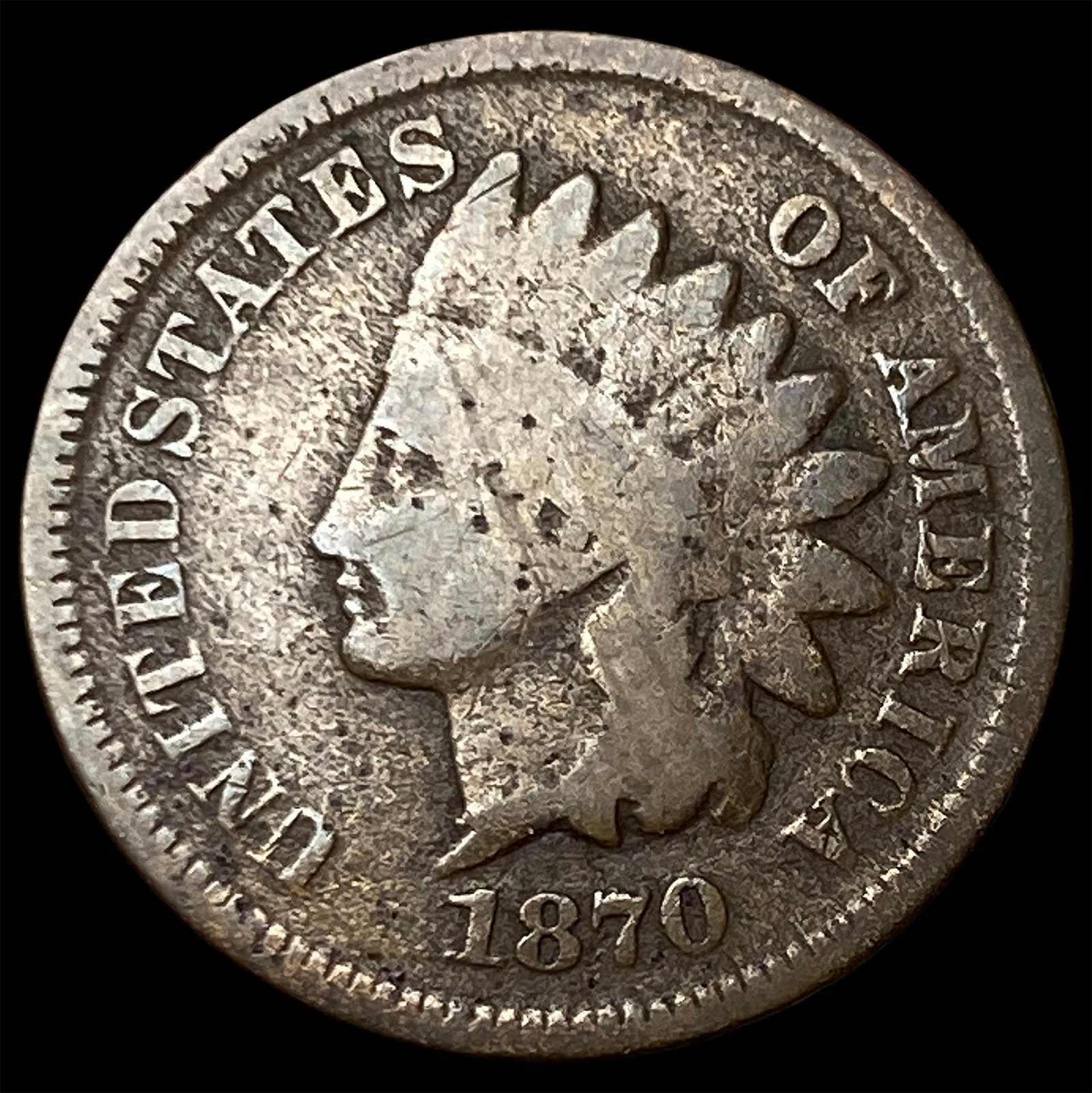 1870 Indian Head Cent LIGHTLY CIRCULATED: 1870 Indian Head Cent LIGHTLY CIRCULATED