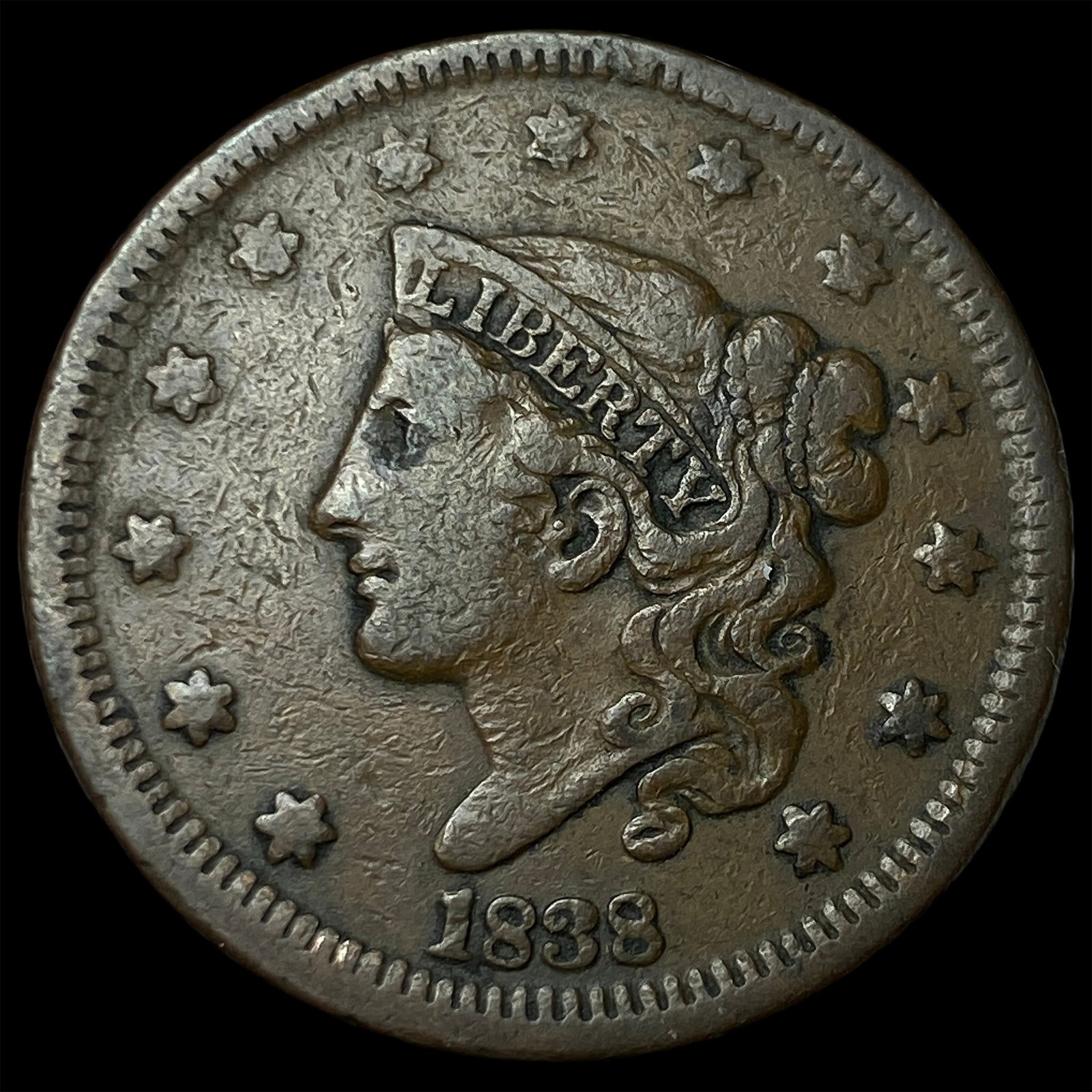 1838 Coronet Head Large Cent LIGHTLY CIRCULATED (1 of 2)