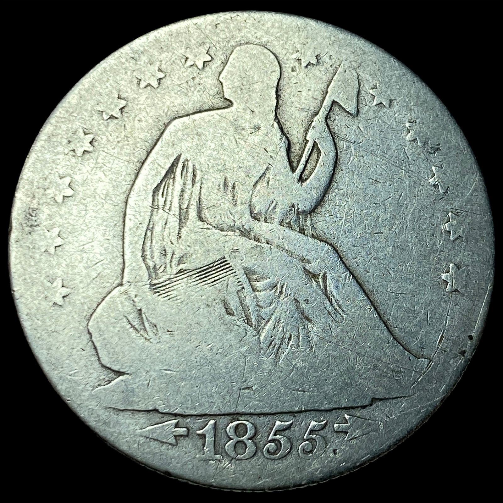 1855-O Arrows Seated Liberty Half Dollar NICELY CIRCULATED: 1855-O Arrows Seated Liberty Half Dollar NICELY CIRCULATED