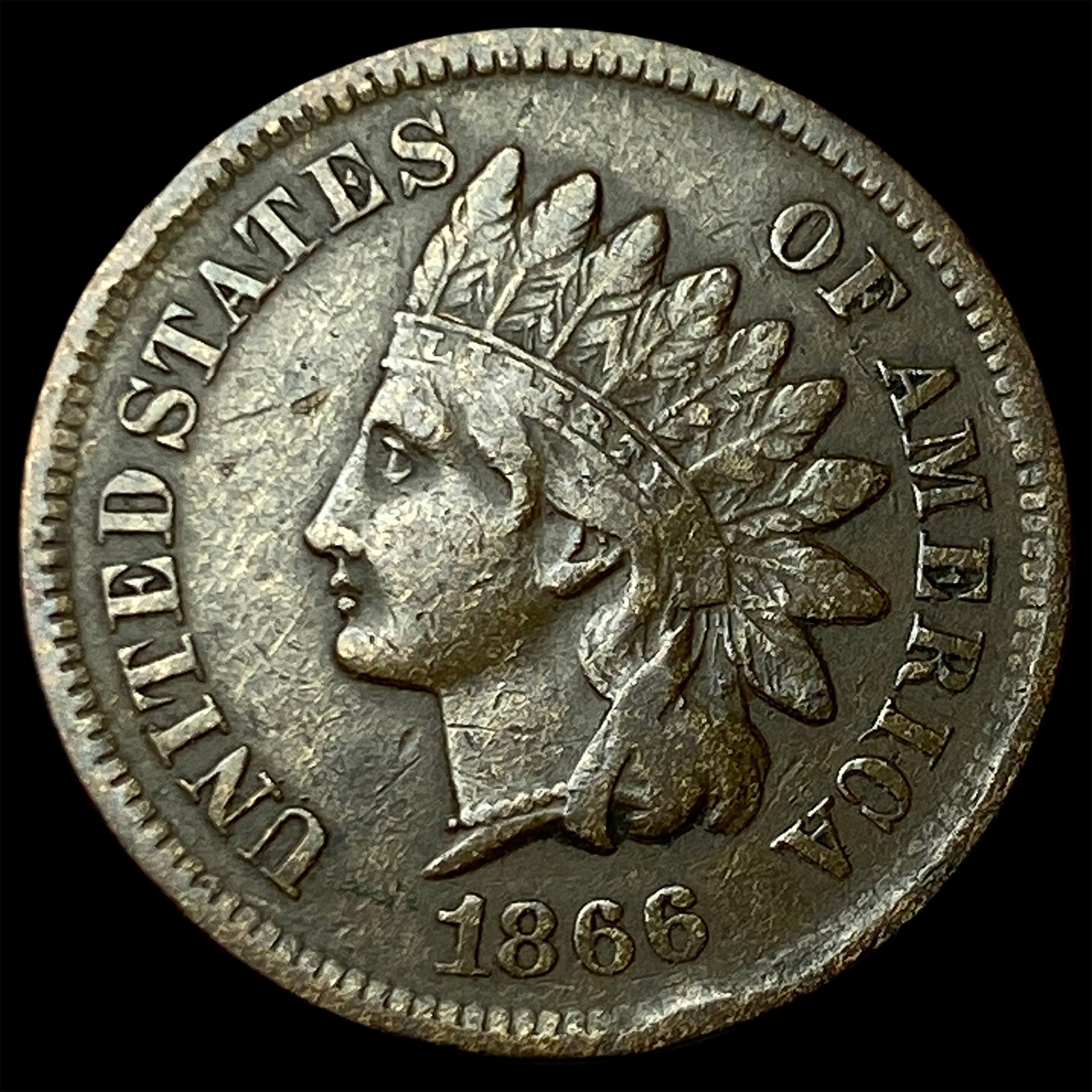 1866 Indian Head Cent NEARLY UNCIRCULATED: 1866 Indian Head Cent NEARLY UNCIRCULATED