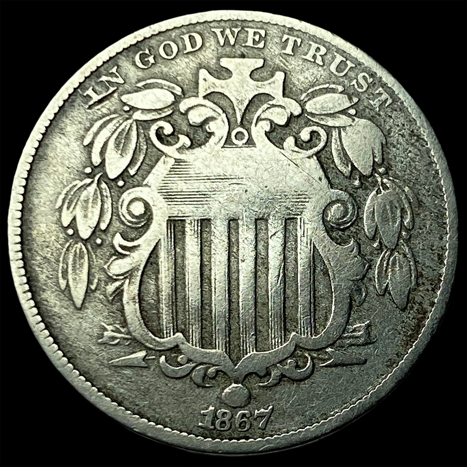 1867 Shield Nickel LIGHTLY CIRCULATED: 1867 Shield Nickel LIGHTLY CIRCULATED
