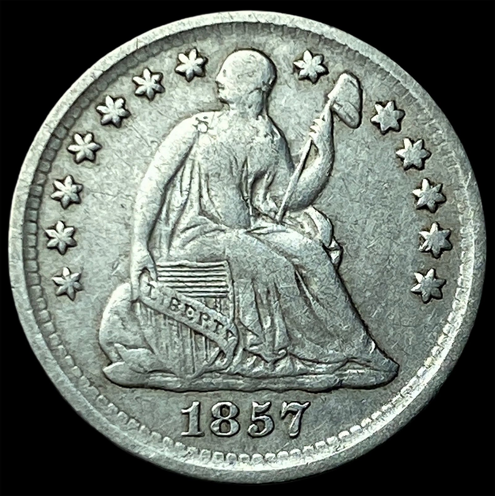 1857 Silver Half Dime LIGHTLY CIRCULATED: 1857 Silver Half Dime LIGHTLY CIRCULATED