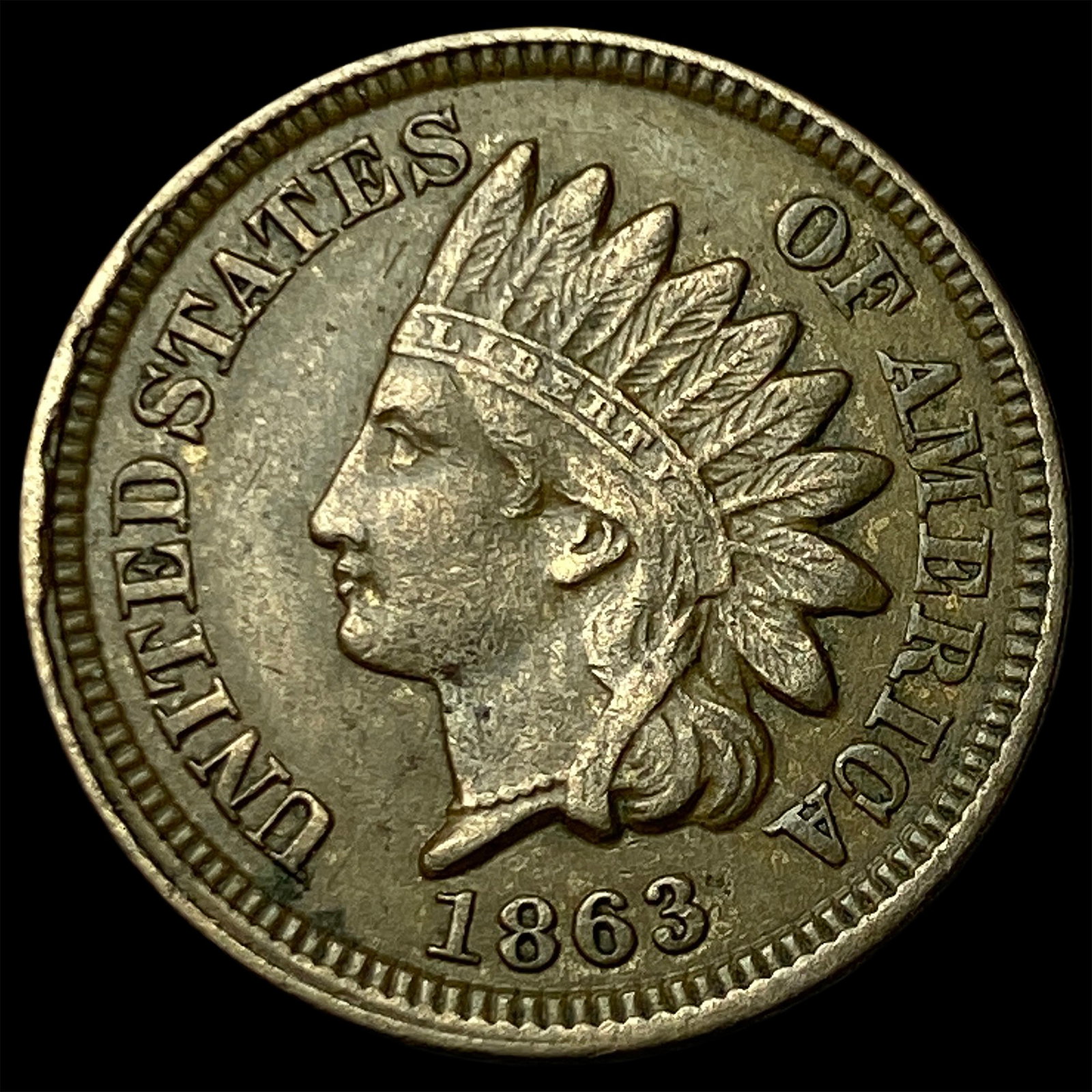 1863 Copper-Nickel Indian Head Cent CLOSELY UNCIRCULATED: 1863 Copper-Nickel Indian Head Cent CLOSELY UNCIRCULATED