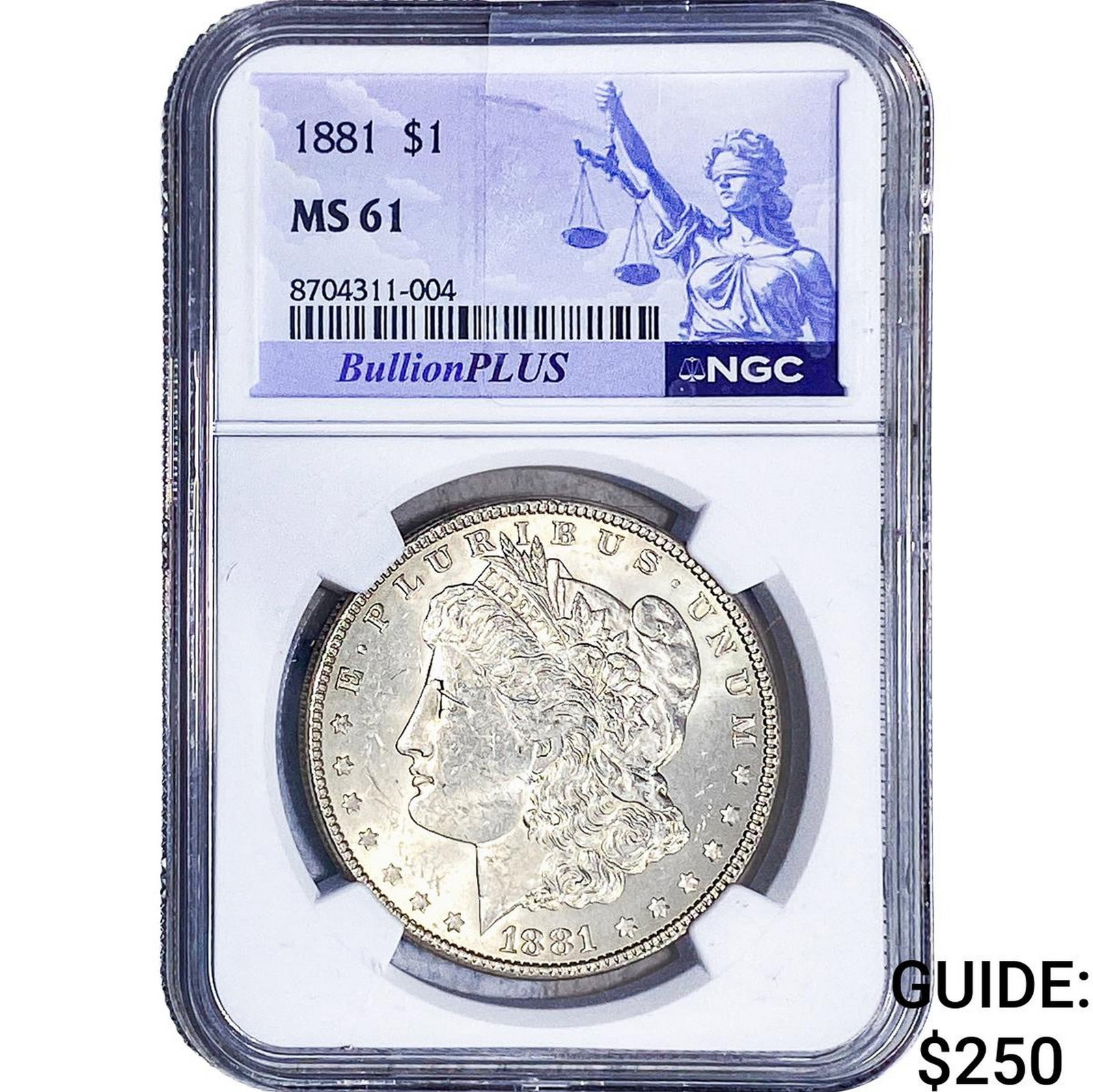 1881 Morgan Silver Dollar NGC MS61: 1881 Morgan Silver Dollar NGC MS61