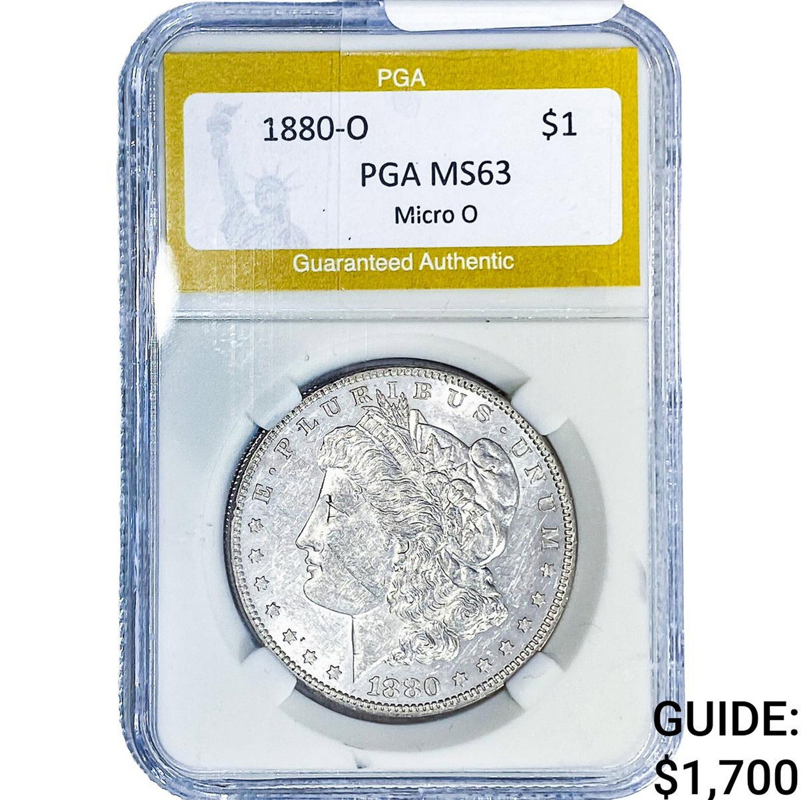 1880-O Morgan Silver Dollar PGA MS63: 1880-O Morgan Silver Dollar PGA MS63