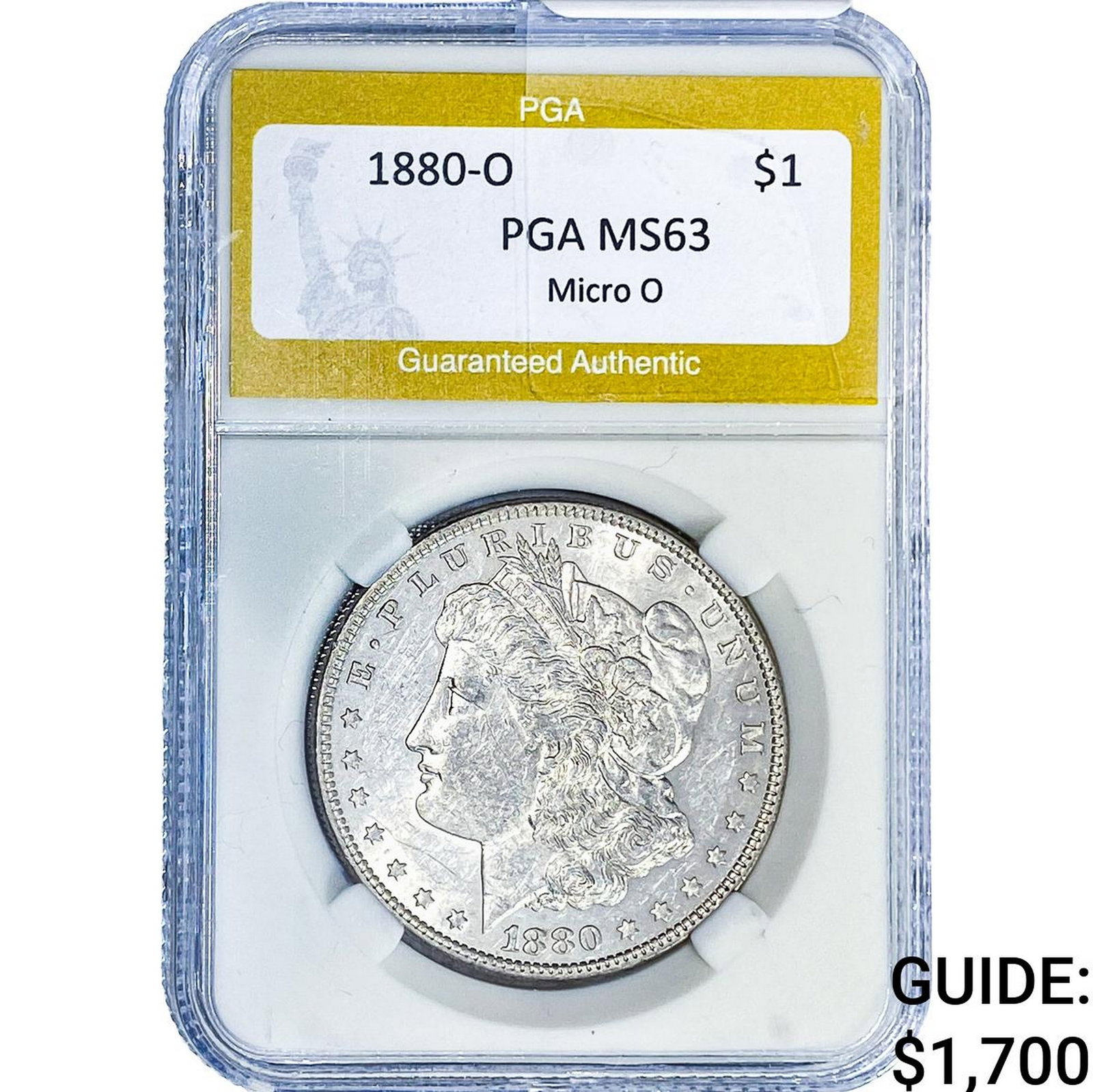 1880-O Morgan Silver Dollar PGA MS63: 1880-O Morgan Silver Dollar PGA MS63
