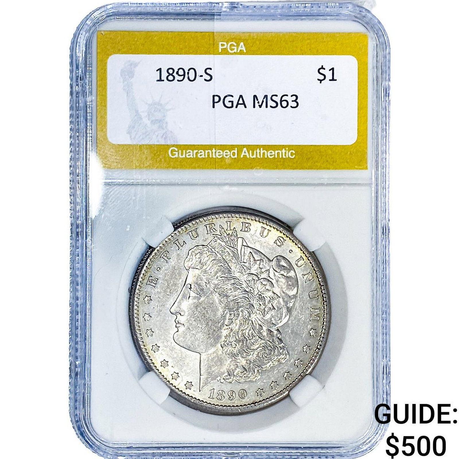 1890-S Morgan Silver Dollar PGA MS63: 1890-S Morgan Silver Dollar PGA MS63