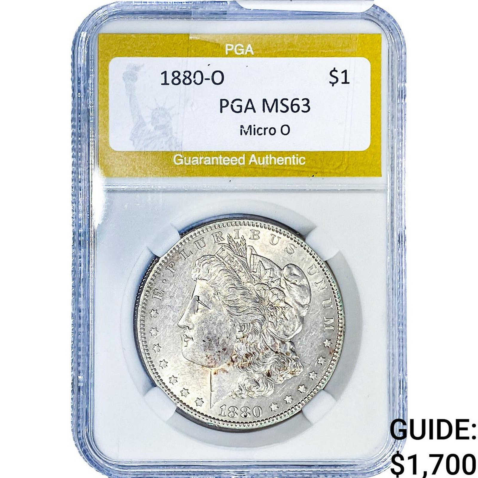 1880-O Morgan Silver Dollar PGA MS63: 1880-O Morgan Silver Dollar PGA MS63
