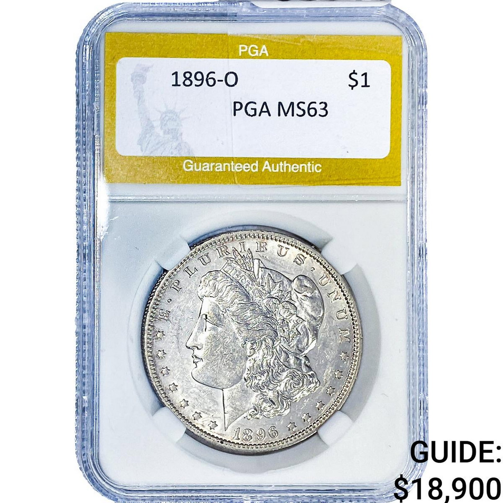 1896-O Morgan Silver Dollar PGA MS63: 1896-O Morgan Silver Dollar PGA MS63