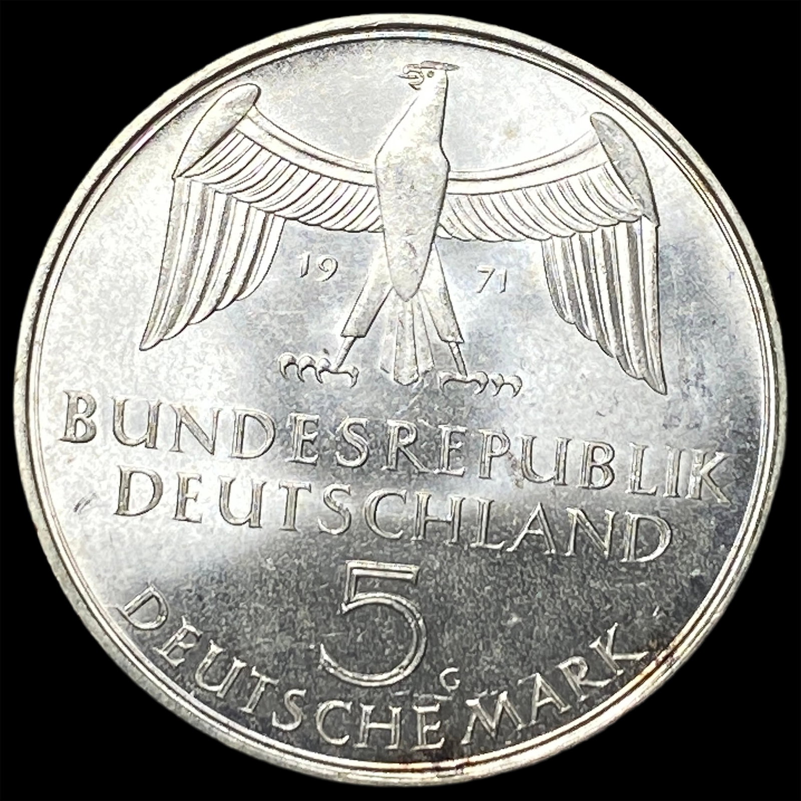 1971G West Germay Silver 5 Mark: 1971G West Germay Silver 5 Mark