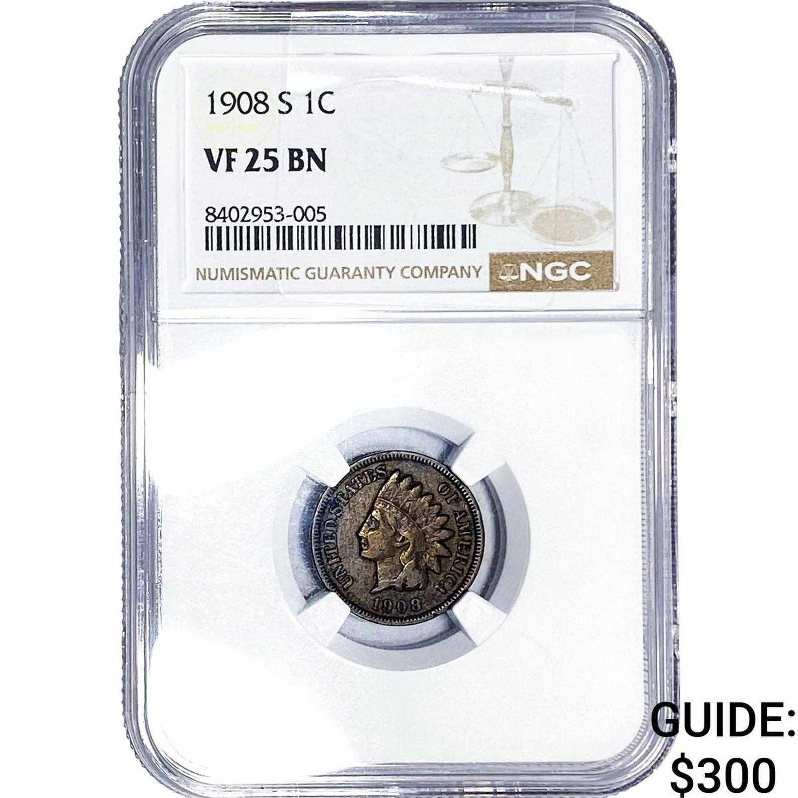 1908-S Indian Head Cent NGC VF25 BN (1 of 2)