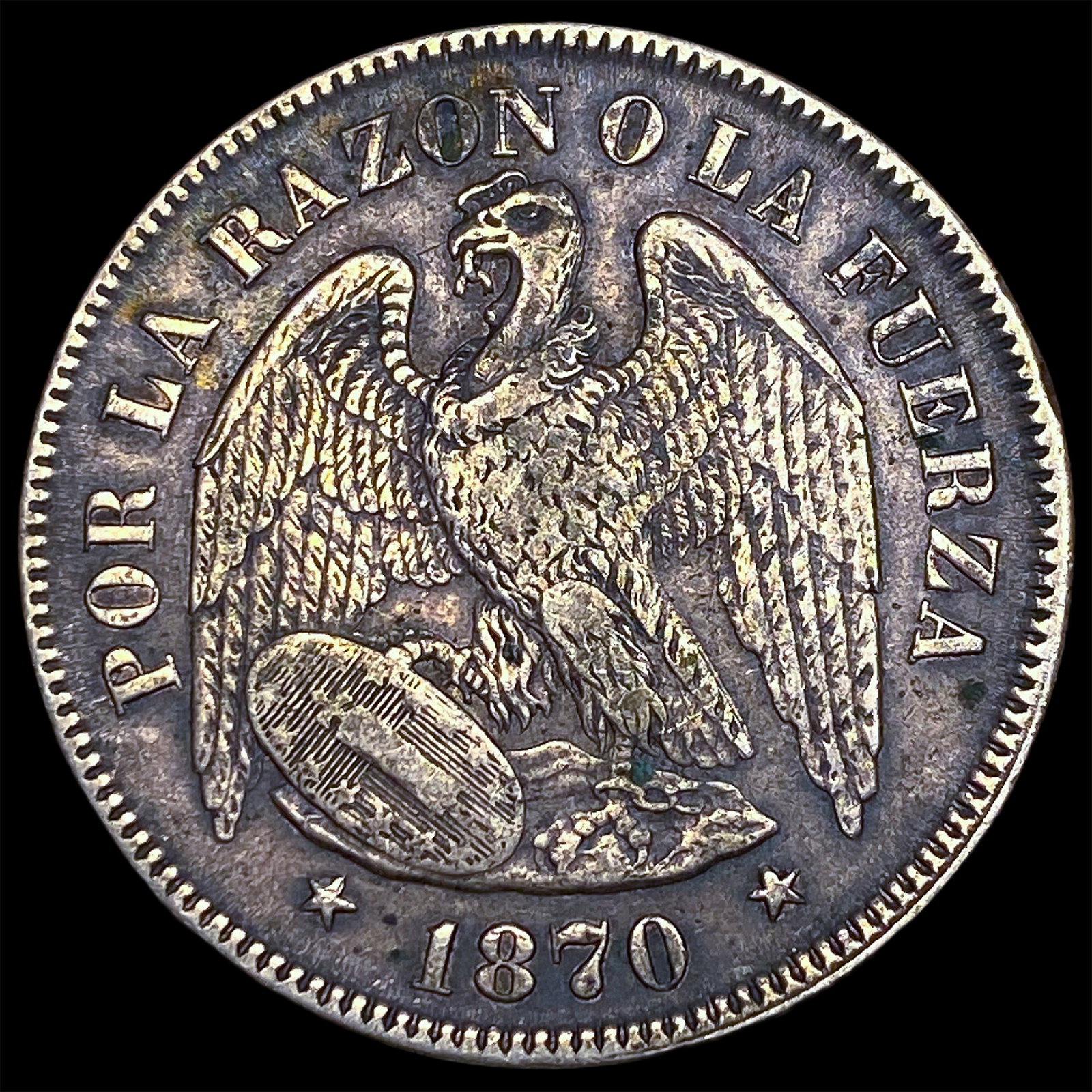 1870 Chile Silver 50 Cent CLOSELY UNCIRCULATED (1 of 2)