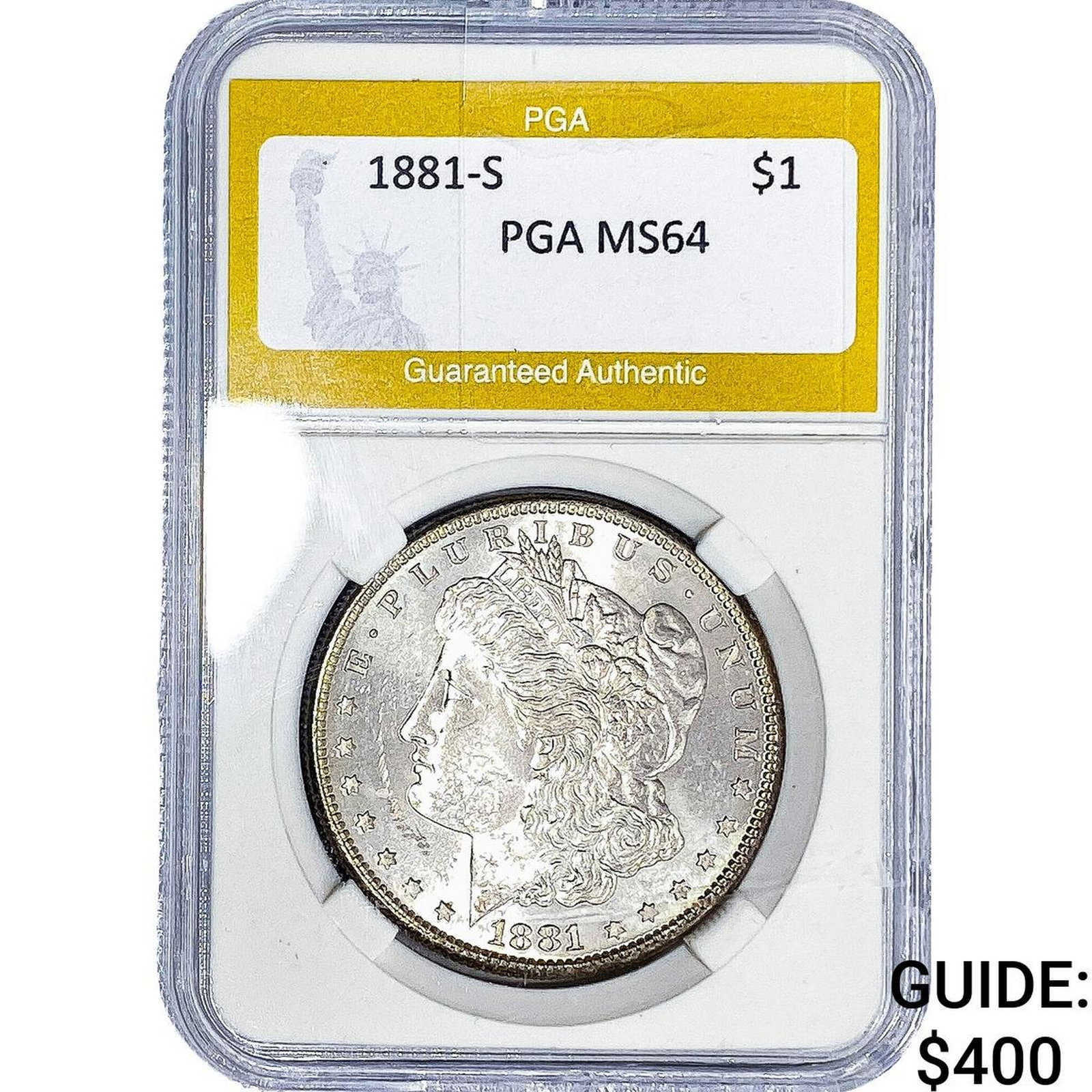 1881-S Morgan Silver Dollar PGA MS64: 1881-S Morgan Silver Dollar PGA MS64