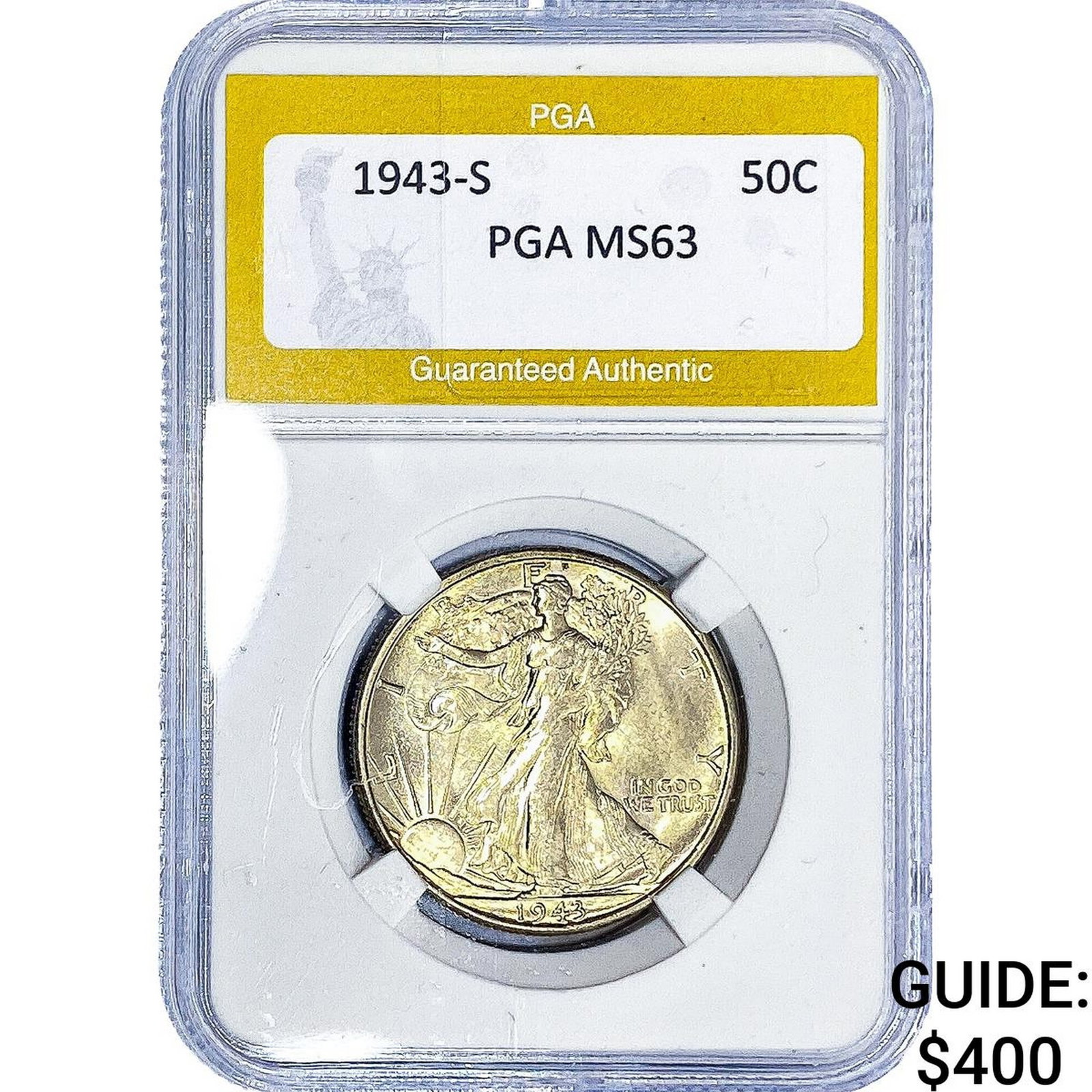 1943-S Walking Liberty Half Dollar PGA MS63: 1943-S Walking Liberty Half Dollar PGA MS63