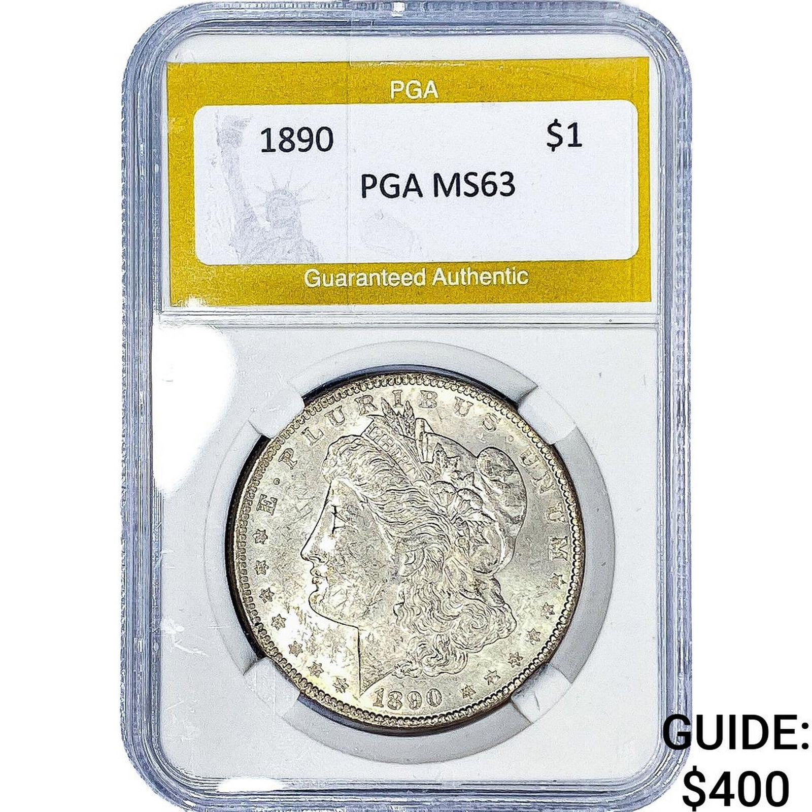 1890 Morgan Silver Dollar PGA MS63: 1890 Morgan Silver Dollar PGA MS63