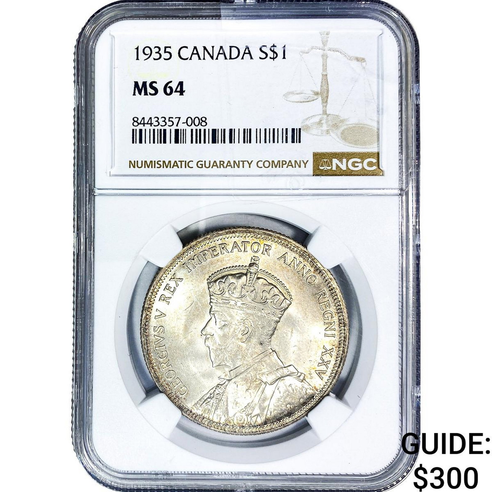 1935 $1 Sliver Canada NGC MS64: 1935 $1 Sliver Canada NGC MS64
