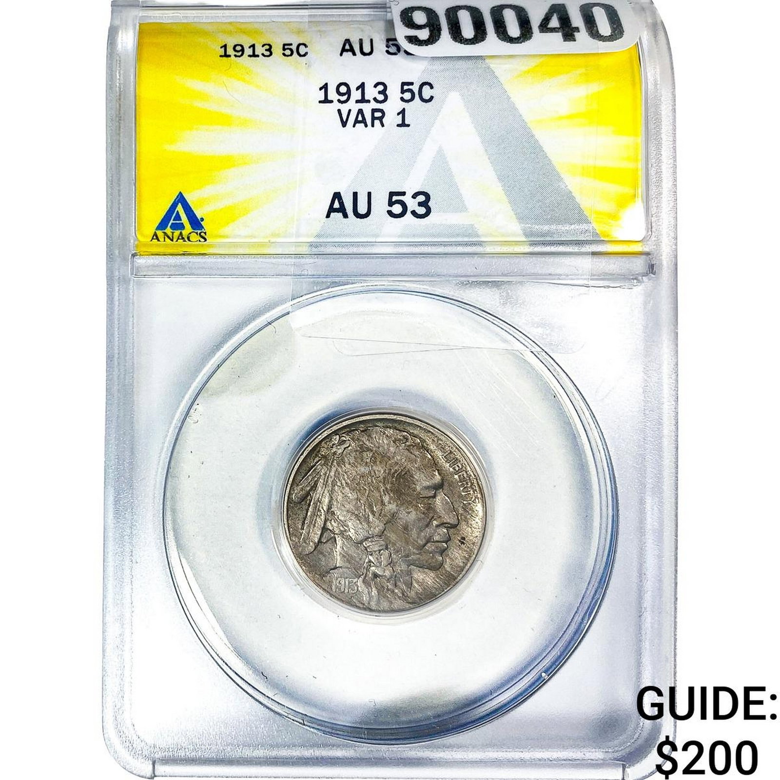 1913 Buffalo Nickel ANACS AU53: 1913 Buffalo Nickel ANACS AU53