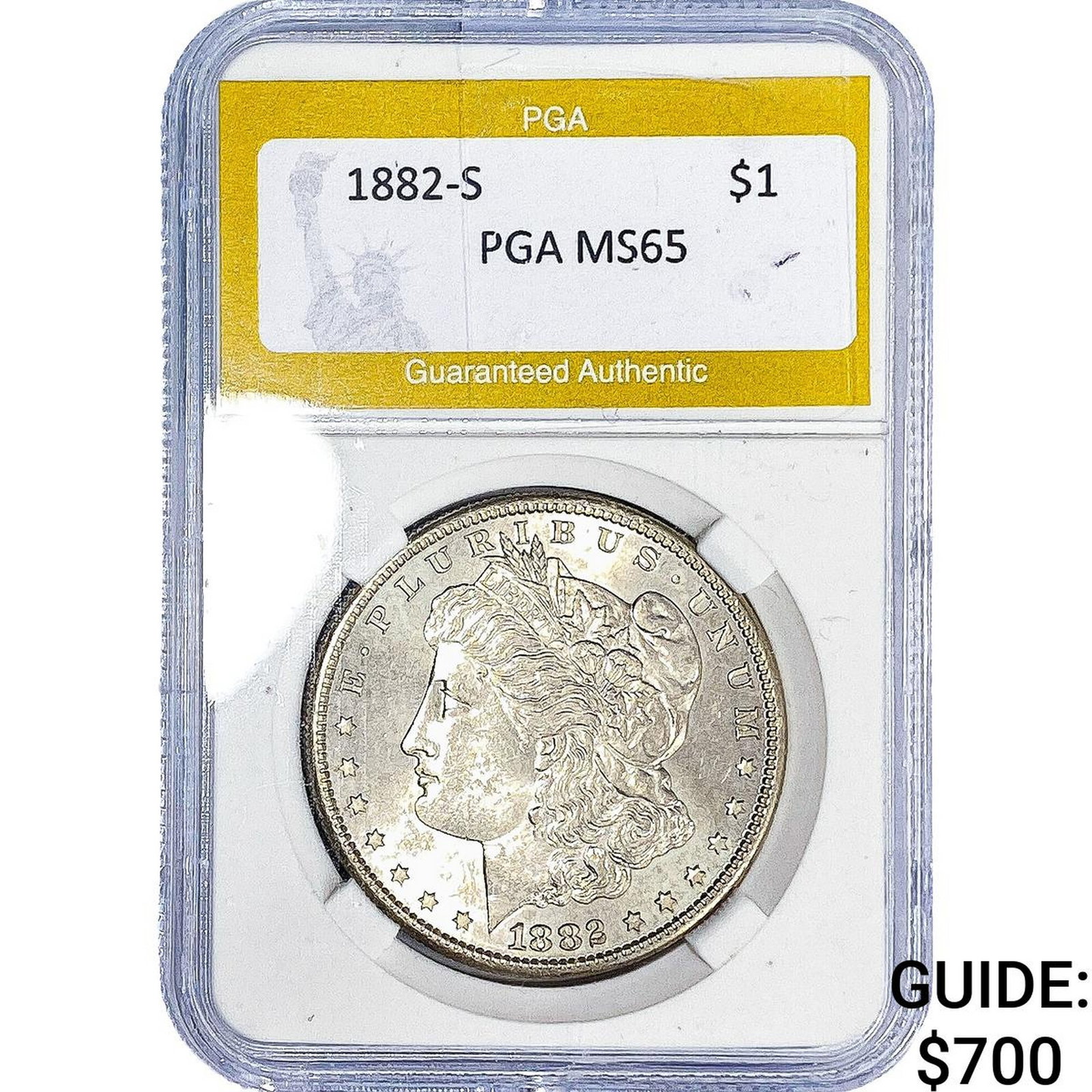 1882-S Morgan Silver Dollar PGA MS65: 1882-S Morgan Silver Dollar PGA MS65