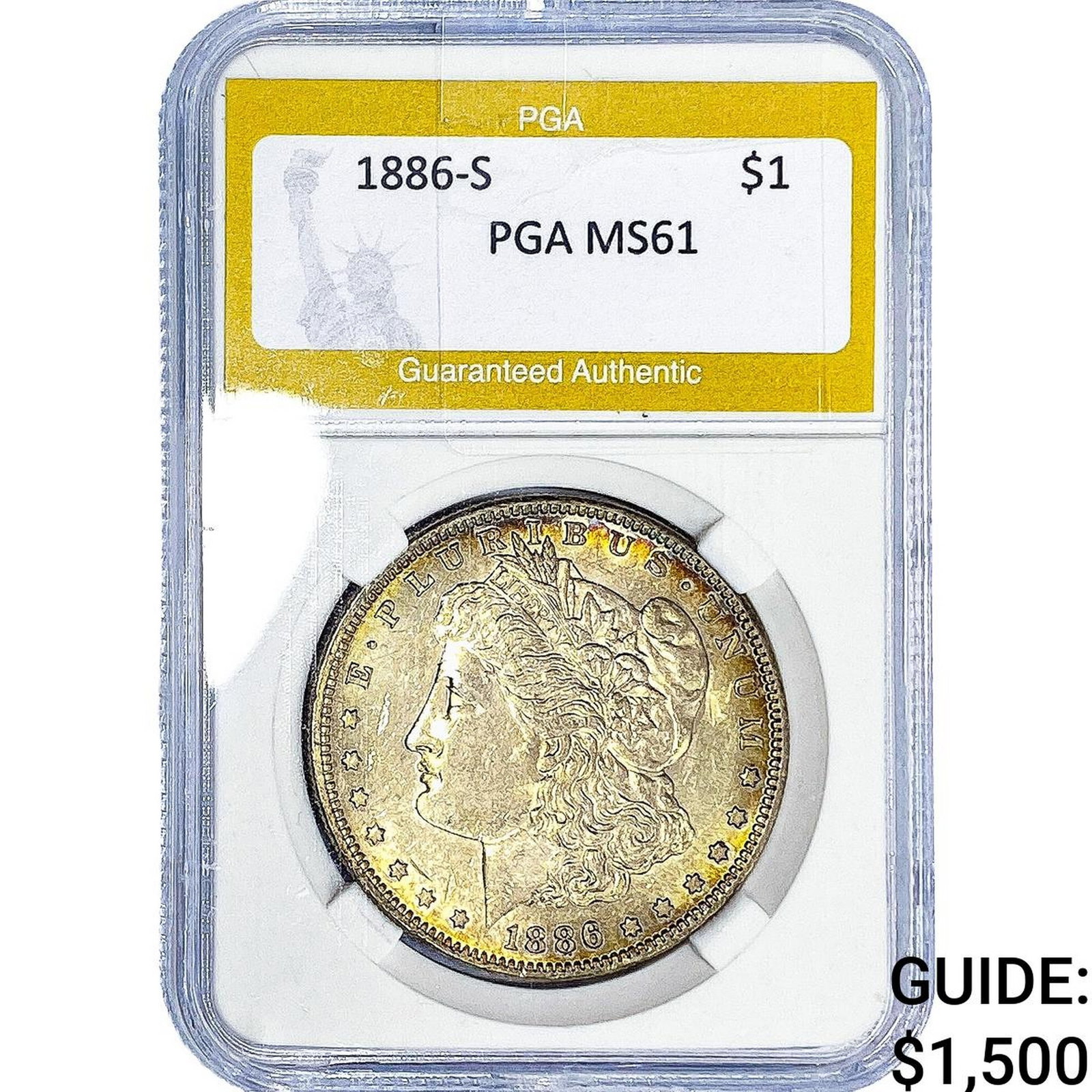 1886-S Morgan Silver Dollar PGA MS61: 1886-S Morgan Silver Dollar PGA MS61