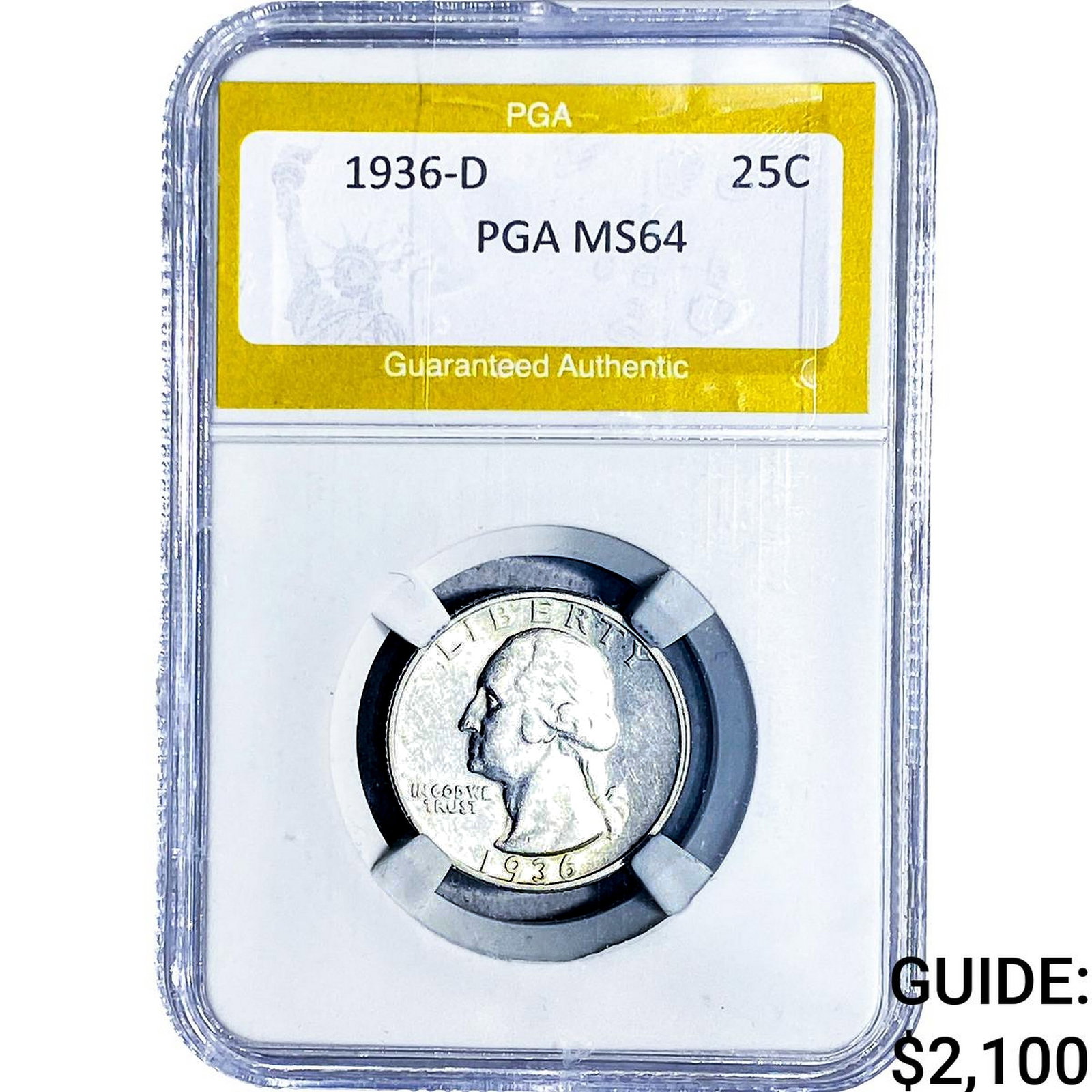 1936-D Washington Silver Quarter PGA MS64: 1936-D Washington Silver Quarter PGA MS64