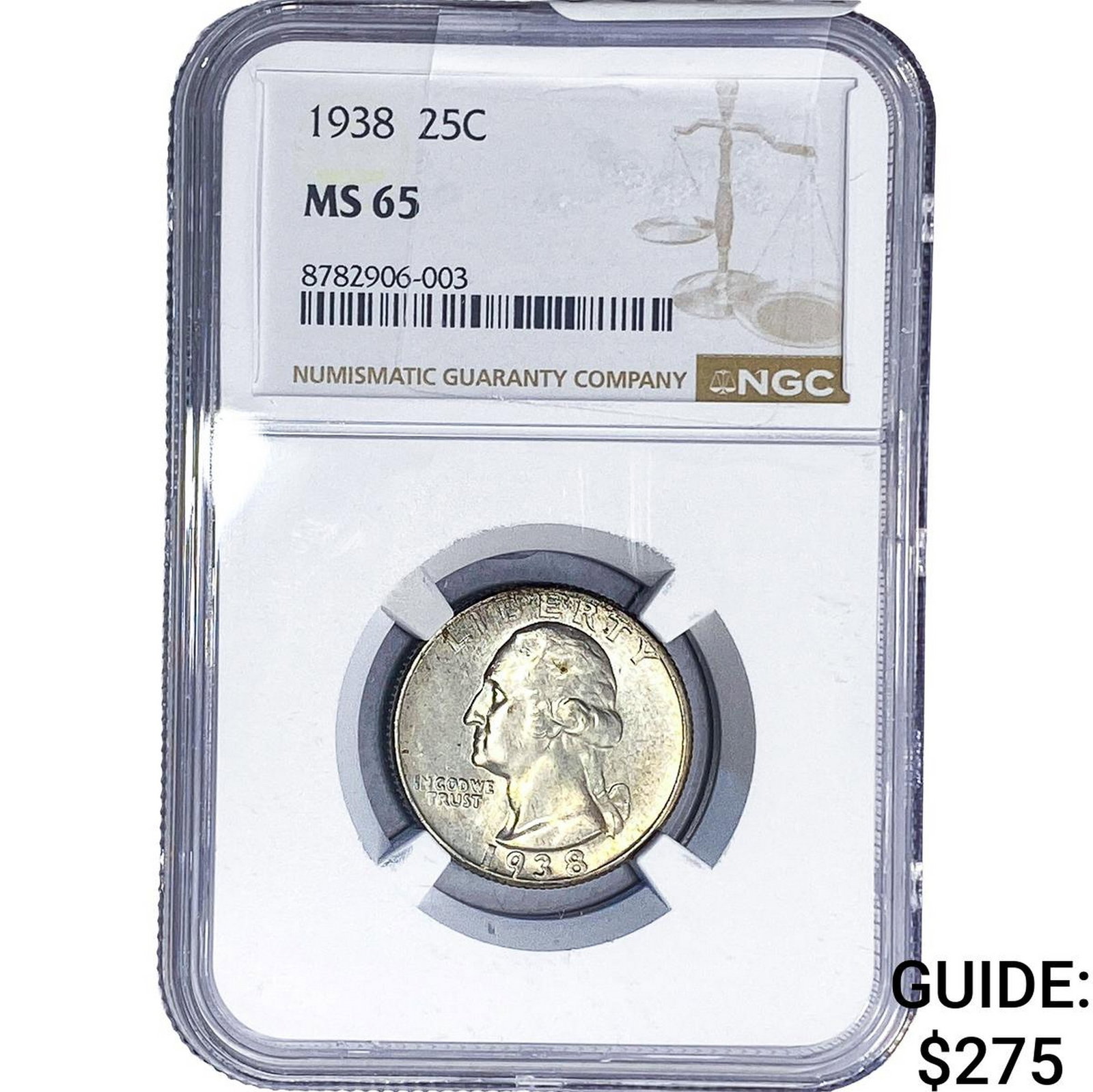 1938 Washington Silver Quarter NGC MS65: 1938 Washington Silver Quarter NGC MS65
