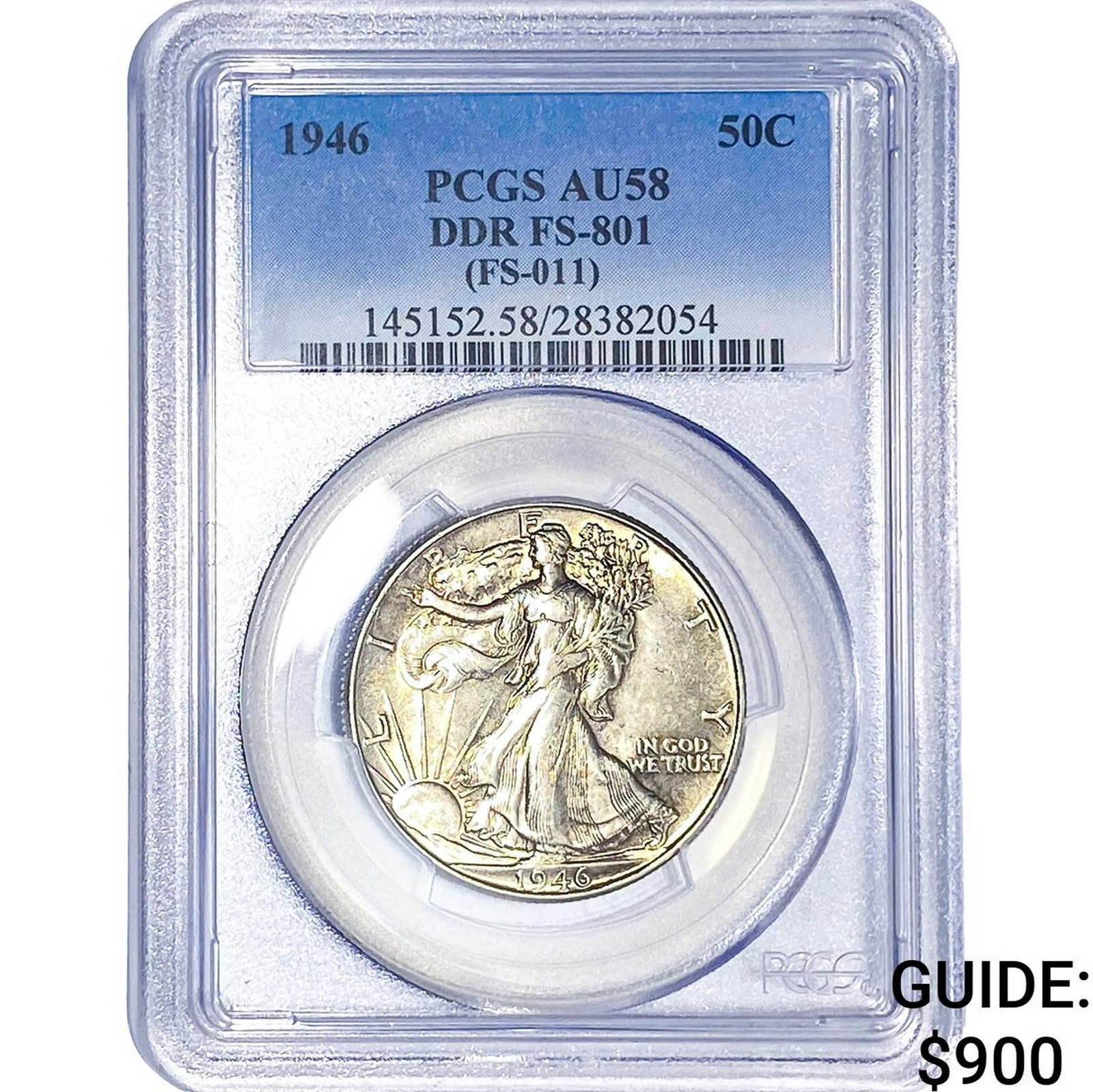 1946 Walking Liberty Half Dollar PCGS AU58: 1946 Walking Liberty Half Dollar PCGS AU58