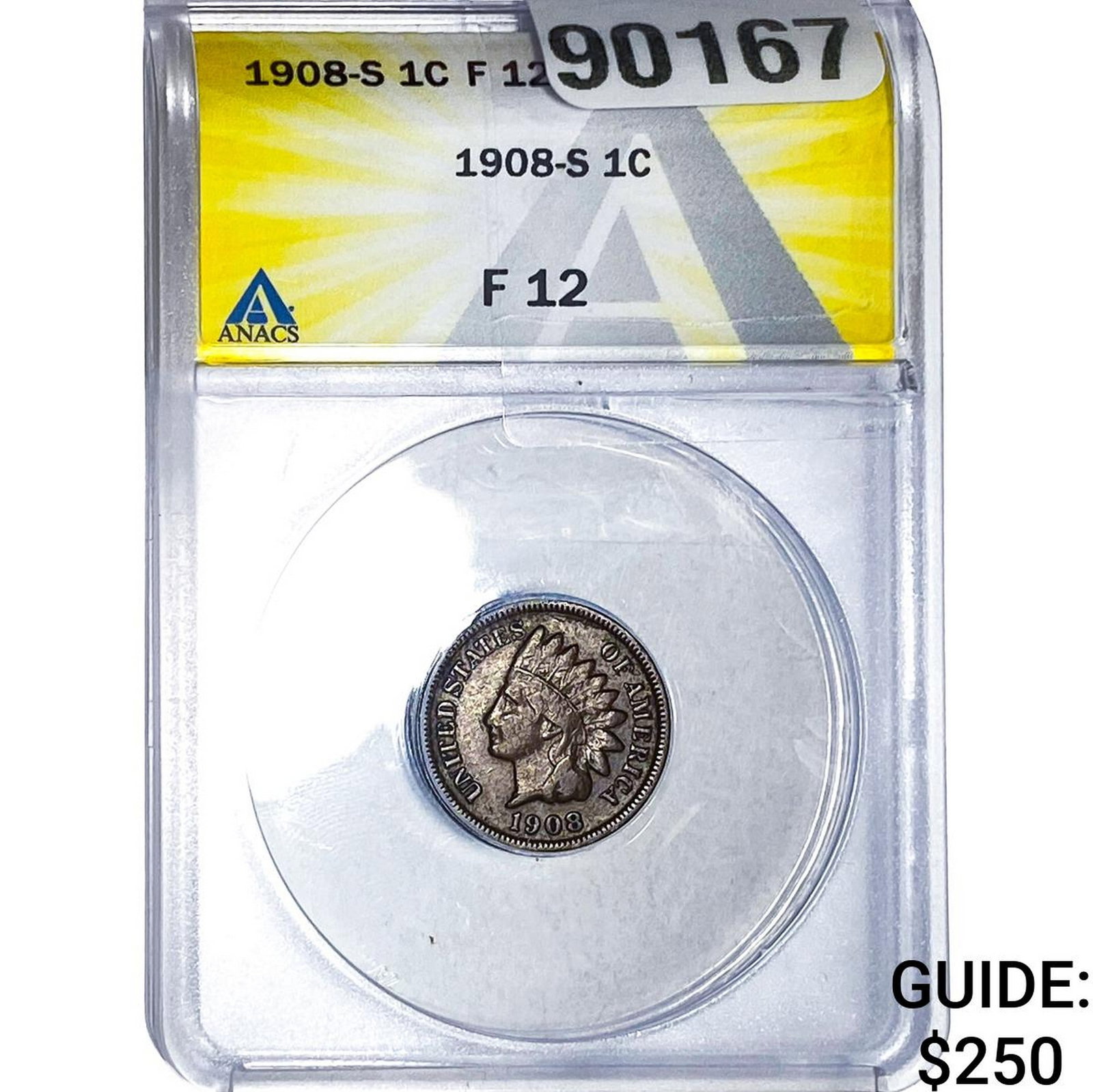 1908-S Indian Head Cent ANACS F12 (1 of 2)