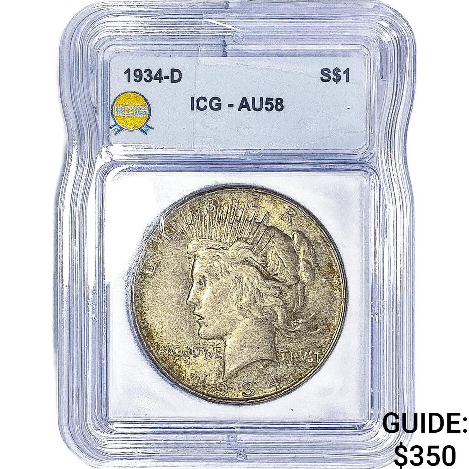1934-D Silver Peace Dollar ANACS AU58: 1934-D Silver Peace Dollar ANACS AU58