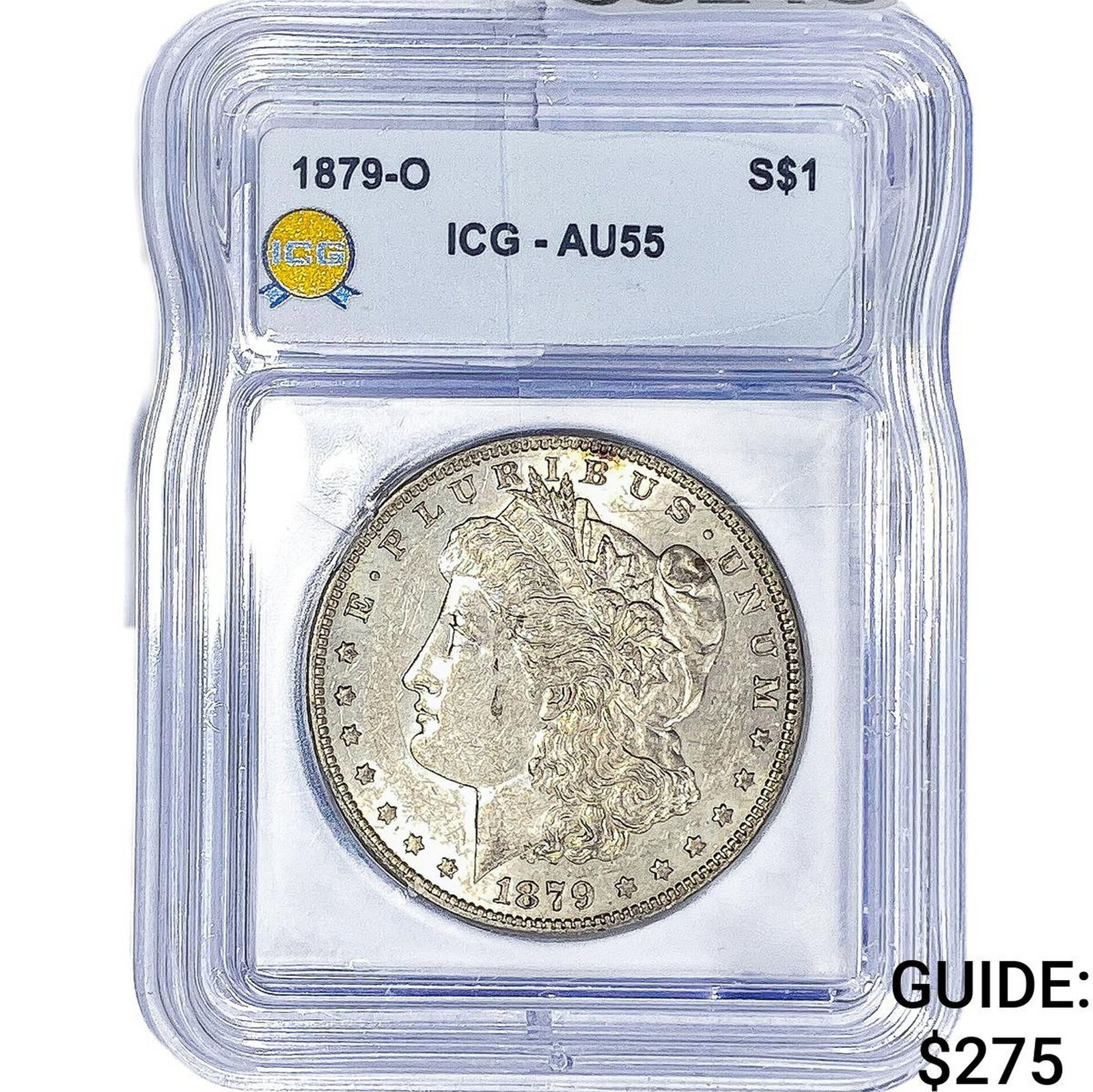 1879-O Morgan Silver Dollar ICG AU55: 1879-O Morgan Silver Dollar ICG AU55